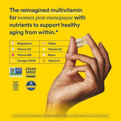 Ritual Multivitamin for Women 50+, Menopause Supplements with Vitamin D3, K2 and Magnesium for Bone Support*, Omega-3 DHA, Vitamin B12, Non-GMO, Mint Essenced, 30 Day Supply, 60 Vegan Capsules RitualUS supplements