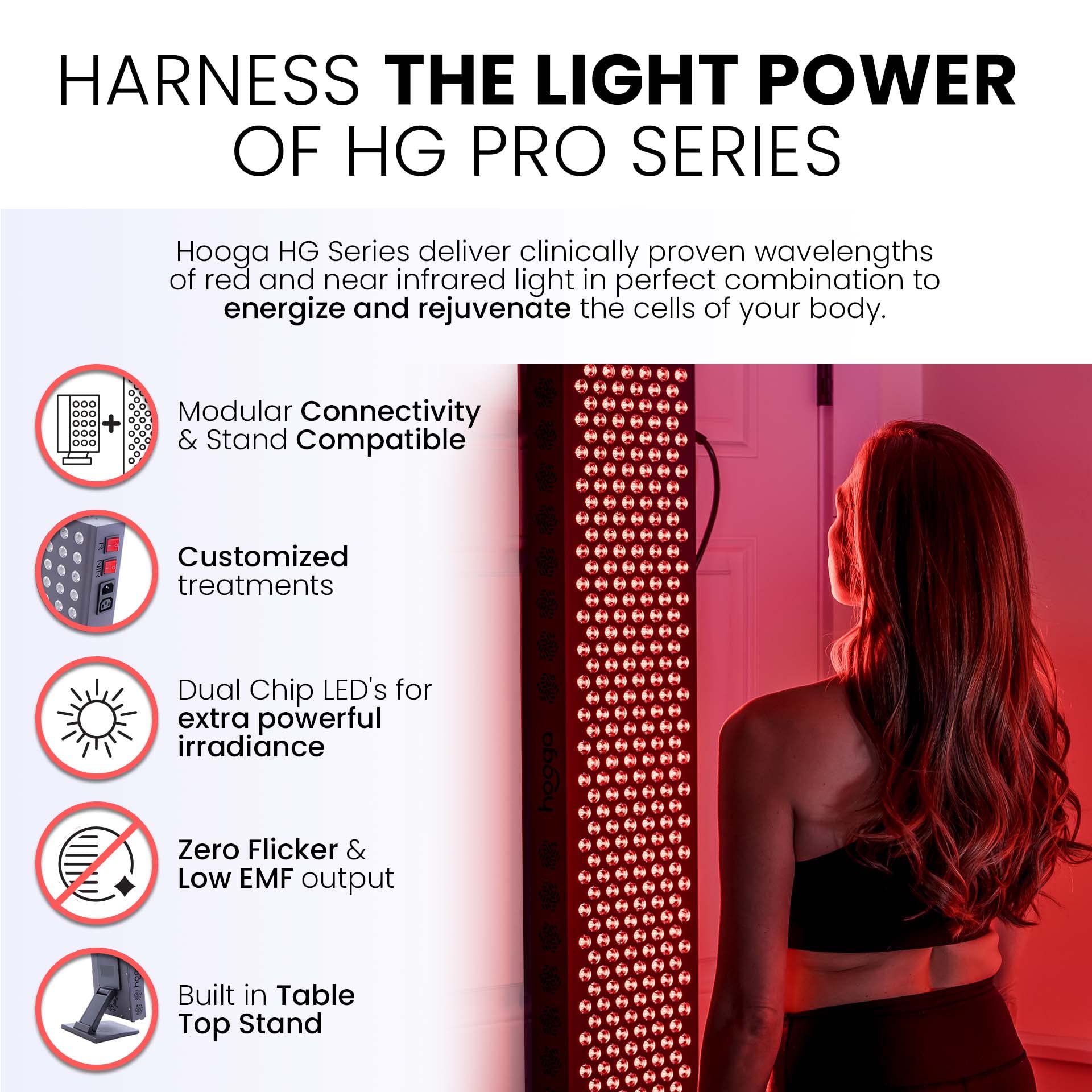 Hooga Red Light Therapy 660nm 850nm Red Near Infrared, Dual Chip Flicker Free LEDs, PRO Series hoogaAu supplements