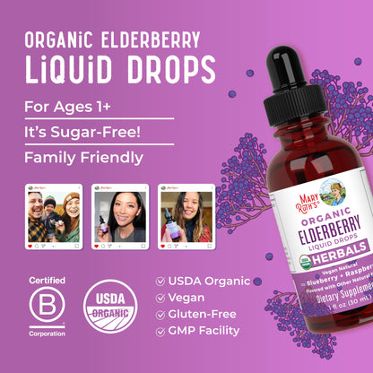 MARYRUTH'S Elderberry Liquid Drops for Adults & Kids | Immune Support | Antioxidant | Overall Wellness | Elder Berry Extract | USDA Organic | Sugar Free | Vegan | Non-GMO | Gluten Free | 1 Fl Oz MARYRUTH'SUS supplements