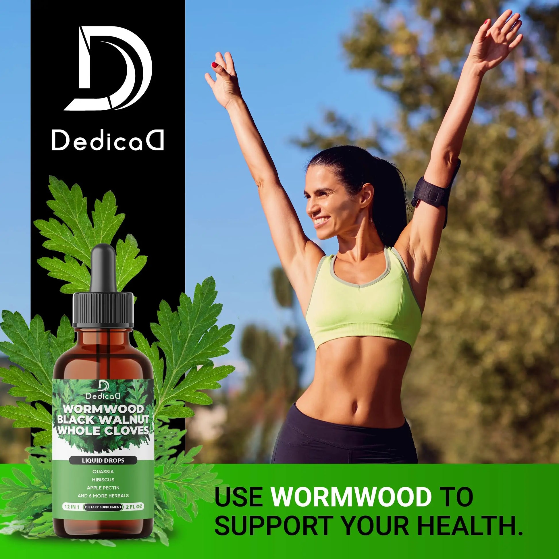 DEDICAD 12in1 Wormwood Liquid Drops - Black Walnut Wormwood Tincture Liquid Extract Whole Cloves and 9 More Herbs - 60 Days Supply DEDICADnz supplements