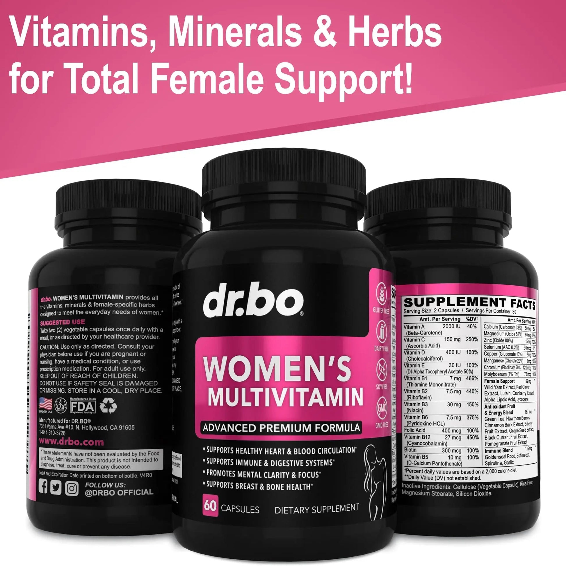 Womens Multivitamin - Natural Daily Multi Vitamins for Women - Womans Energy Vitamin DR. BOAu supplements