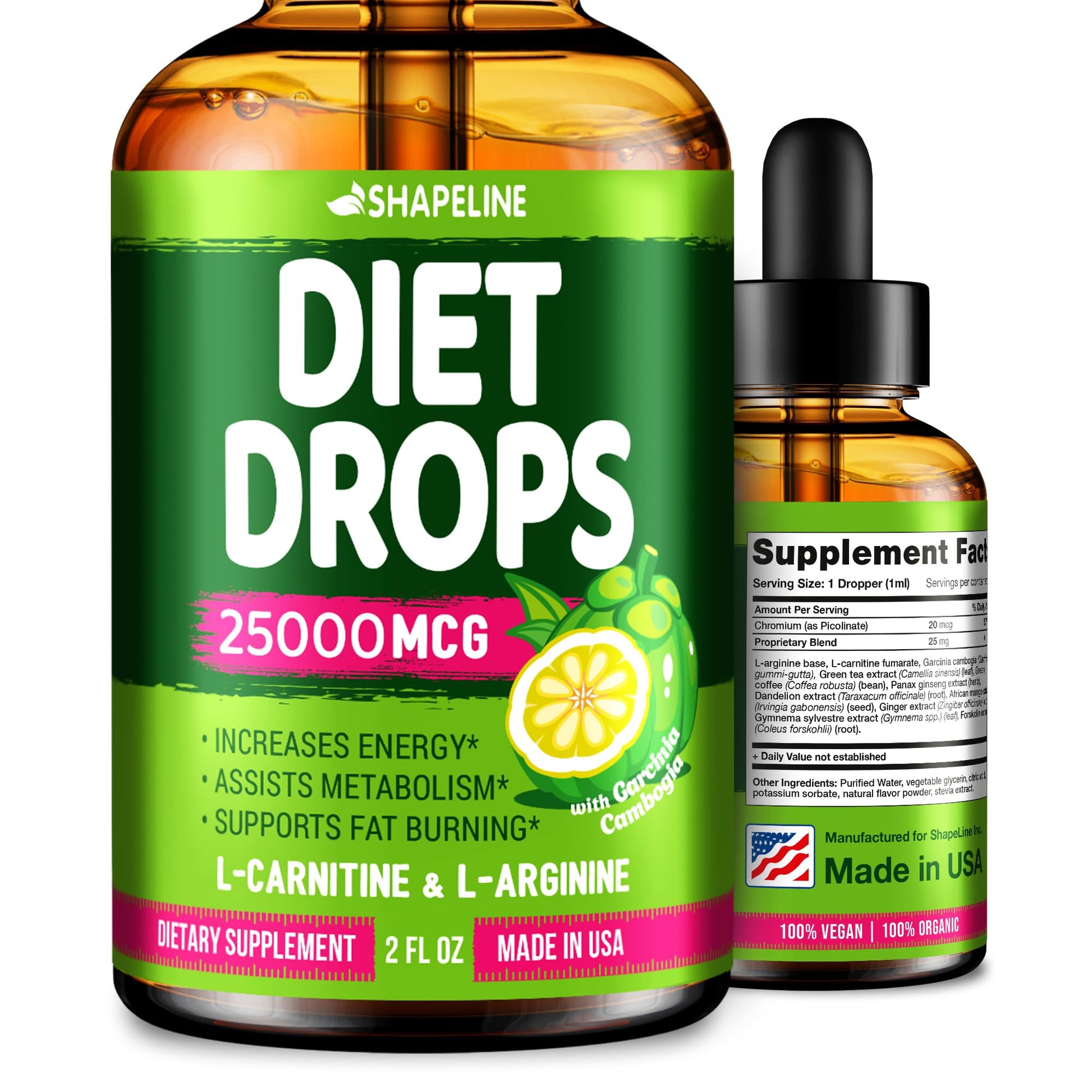 Weight Loss Drops - Appetite Suppressant for Women & Men - Made in the USA - Natural SHAPELINEUS supplements
