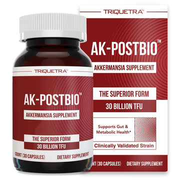 AK-Postbio: Akkermansia Probiotic 30 Billion TFU - Max Strength, Clinically Validated Dose & Patented Strain - Superior Pasteurized Form, Highest Absorption, Delivery - GLP-1 Probiotic - 30 Servings Triquetra HealthAu supplements