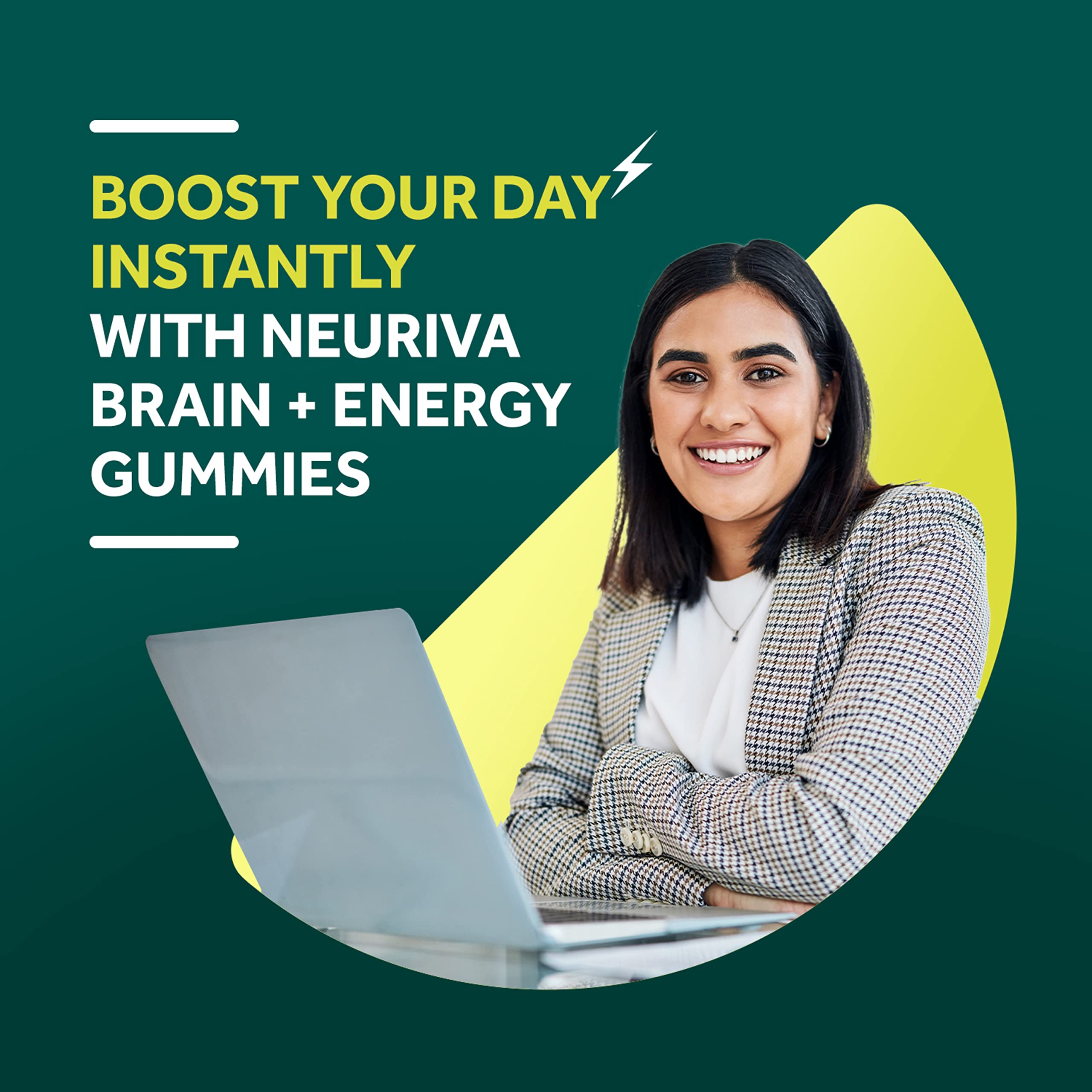 NEURIVA Brain + Energy Gummies, Nootropic Brain Supplements for Focus and Concentration with Neurofactor, Vitamin B12 & Caffeine for an Energy Boost*, 75ct Natural BlackBerry NEURIVAAu supplements
