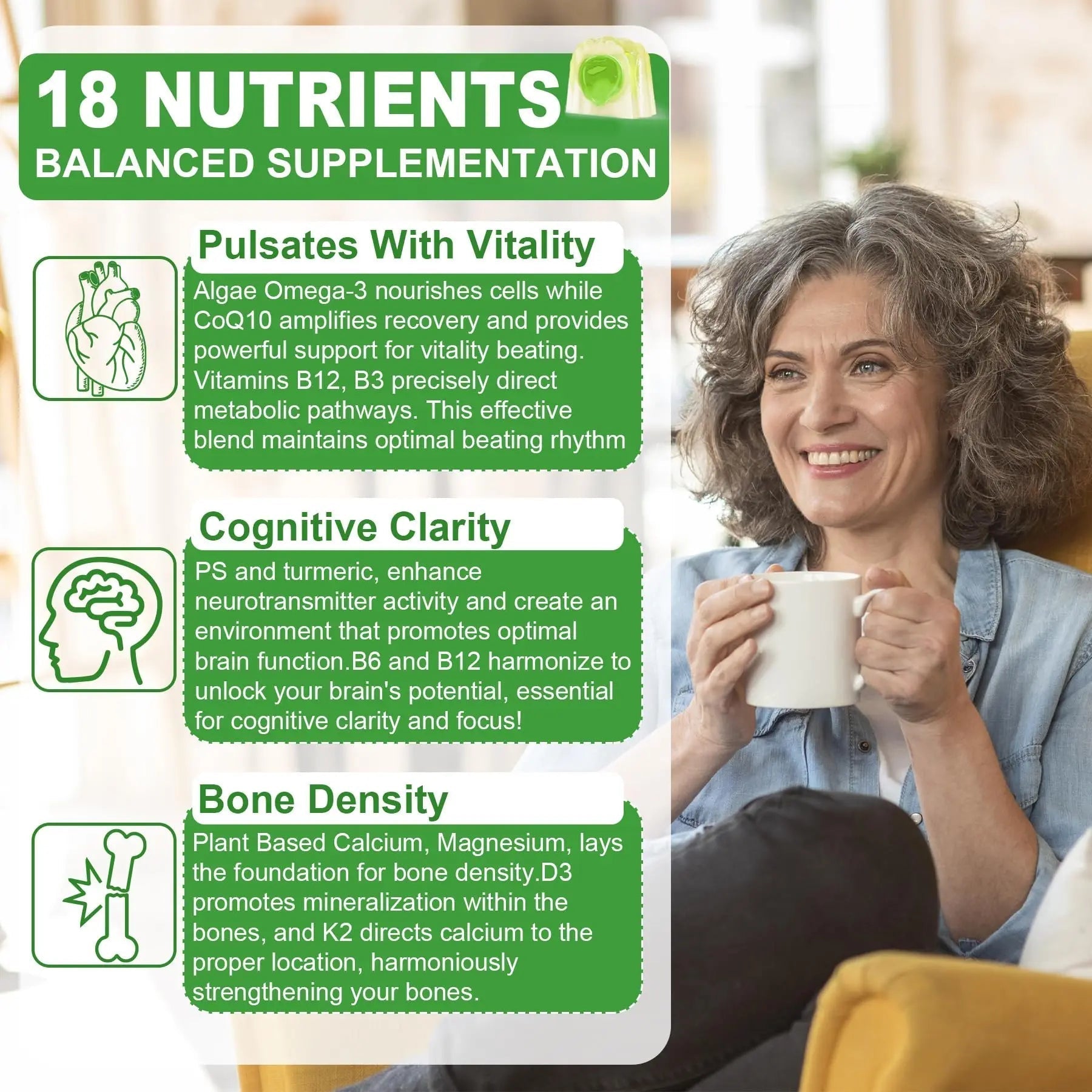 NEVISS 50+ Daily Gummy Multivitamin Algae Omega 3 & Calcium, CoQ10, Magnesium + Vitamin D3 5000IU Gummies 125mcg with Calcium 600mg, K2(MK7) 200mcg NEVISSAu supplements