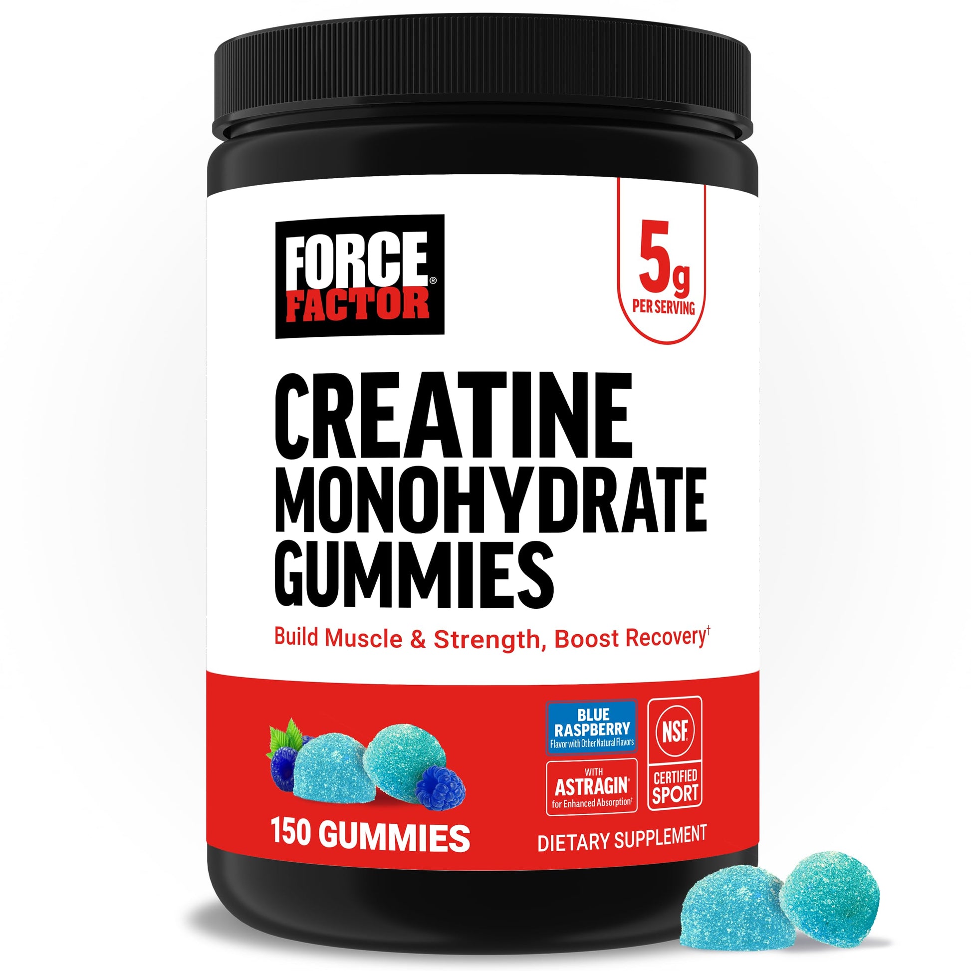 Force Factor Creatine Monohydrate Gummies, NSF Certified, 5g Dose for Men & Women to Support Muscle, Strength, Recovery, Cognitive Health & Memory, Packaging May Vary, Blue Raspberry, 150 Gummies Force FactorAu supplements