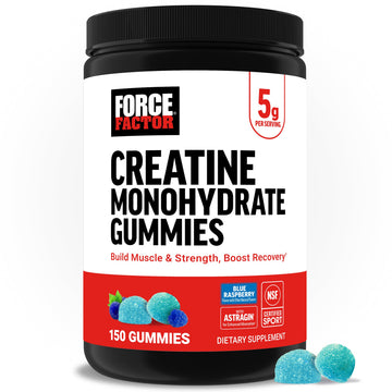 Force Factor Creatine Monohydrate Gummies, NSF Certified, 5g Dose for Men & Women to Support Muscle, Strength, Recovery, Cognitive Health & Memory, Packaging May Vary, Blue Raspberry, 150 Gummies Force FactorAu supplements