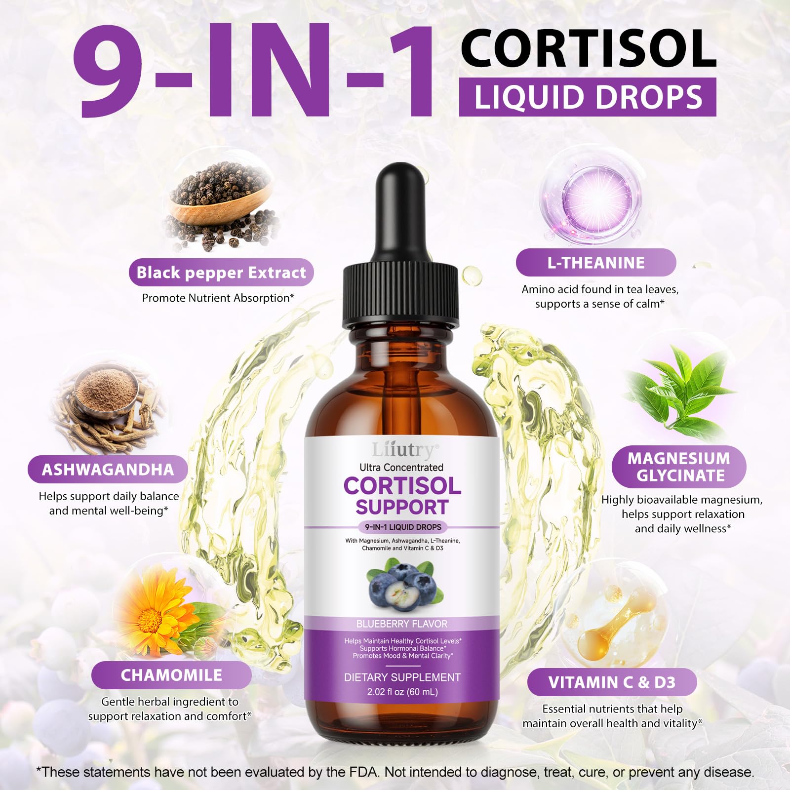 Cortisol Supplements for Women & Men, Cortisol Reducer 10 In 1 Cortisol Detox Liquid Drops with Magnesium, Ashwagandha, L-Theanine Liquid Drops, Hormone Balanced,Promotes Mood & Mental Clarity 2 Fl.Oz QZFICNJYAu supplements