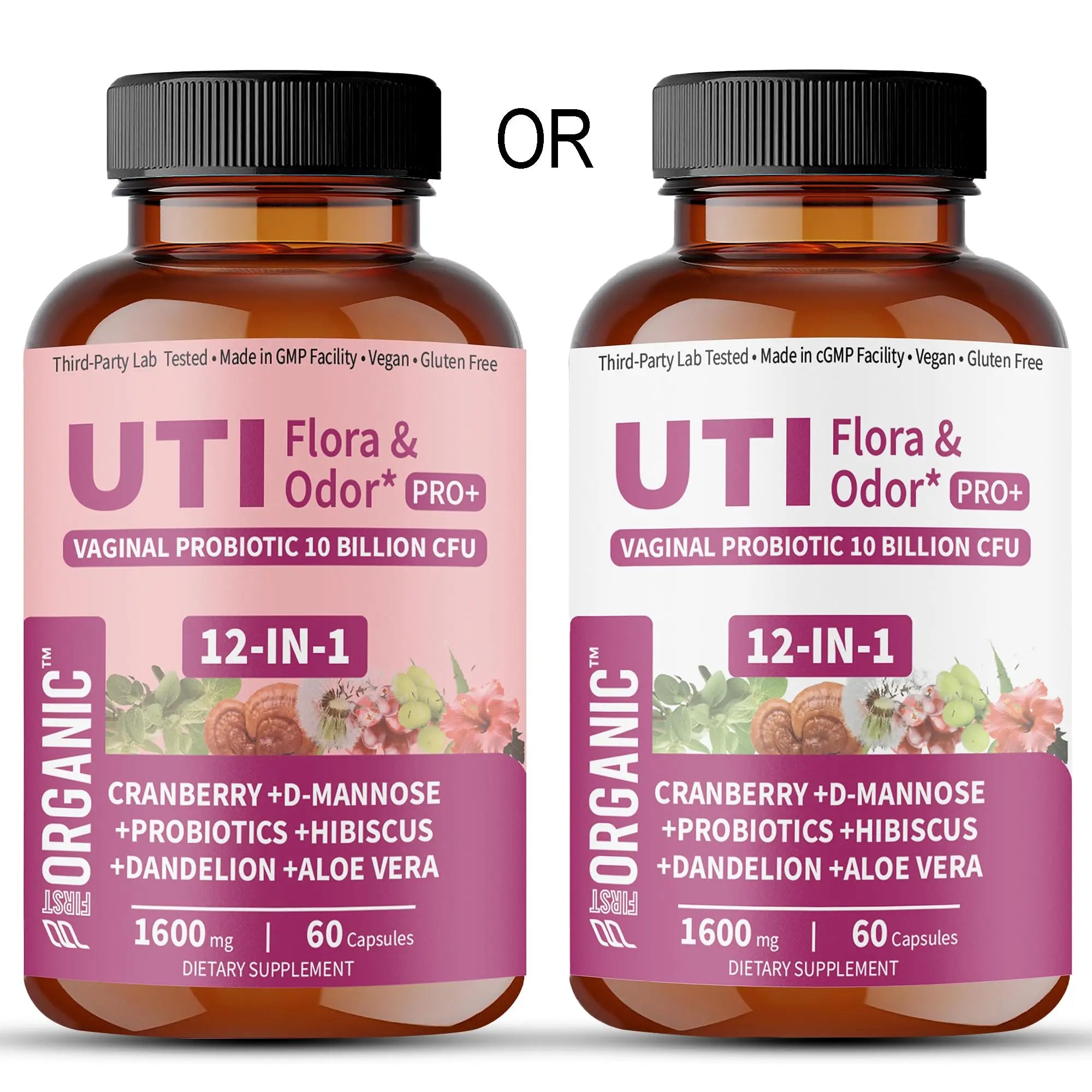 UTI Flora & Odor Pro+ & UTI Yeast & pH Pro+ | Pack of 2 | Vaginal Probiotics for Feminine Hydration & Freshness Support | Third-party Tested, cGMP Facility, Vegan, Non-GMO, Gluten-Free | 60+60 Caps FIRSTORGANICnz supplements