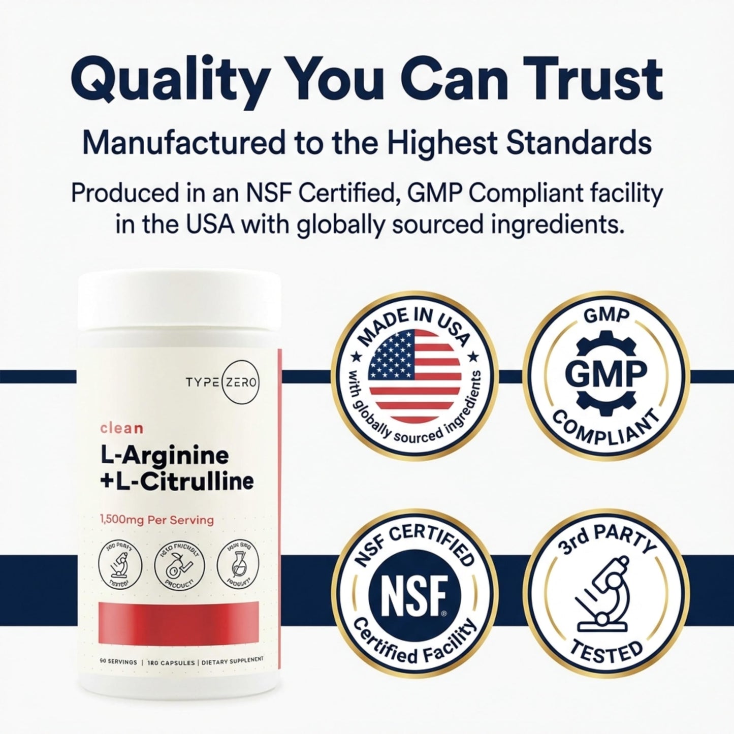 Type Zero L-Arginine + L-Citrulline Supplement (1500mg) - Nitric Oxide Booster - Clean, Keto-Friendly, GMO-Free, 180 Capsules, 90 Servings Type ZeroUS supplements