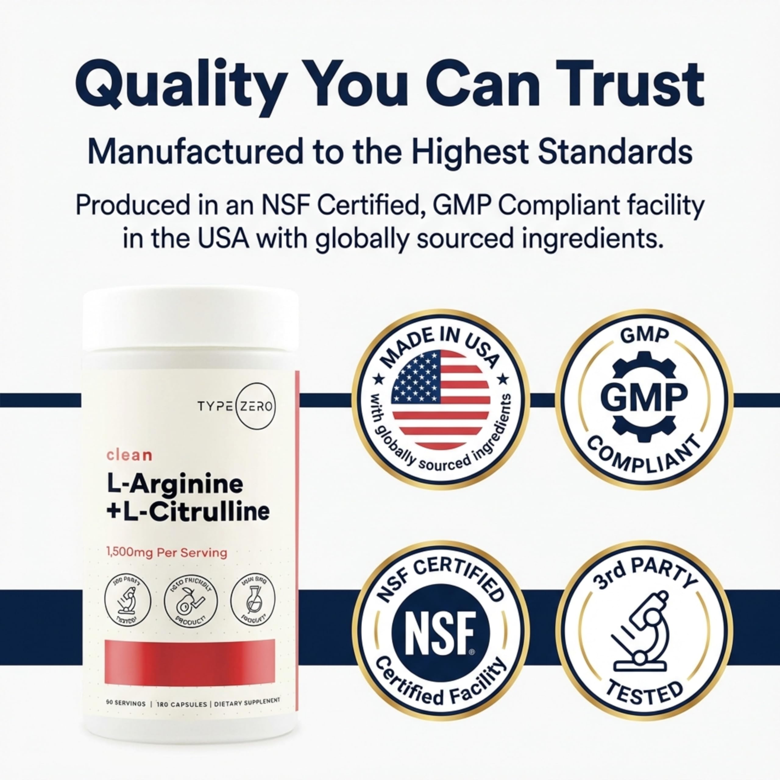 Type Zero L-Arginine + L-Citrulline Supplement (1500mg) - Nitric Oxide Booster - Clean, Keto-Friendly, GMO-Free, 180 Capsules, 90 Servings Type ZeroUS supplements