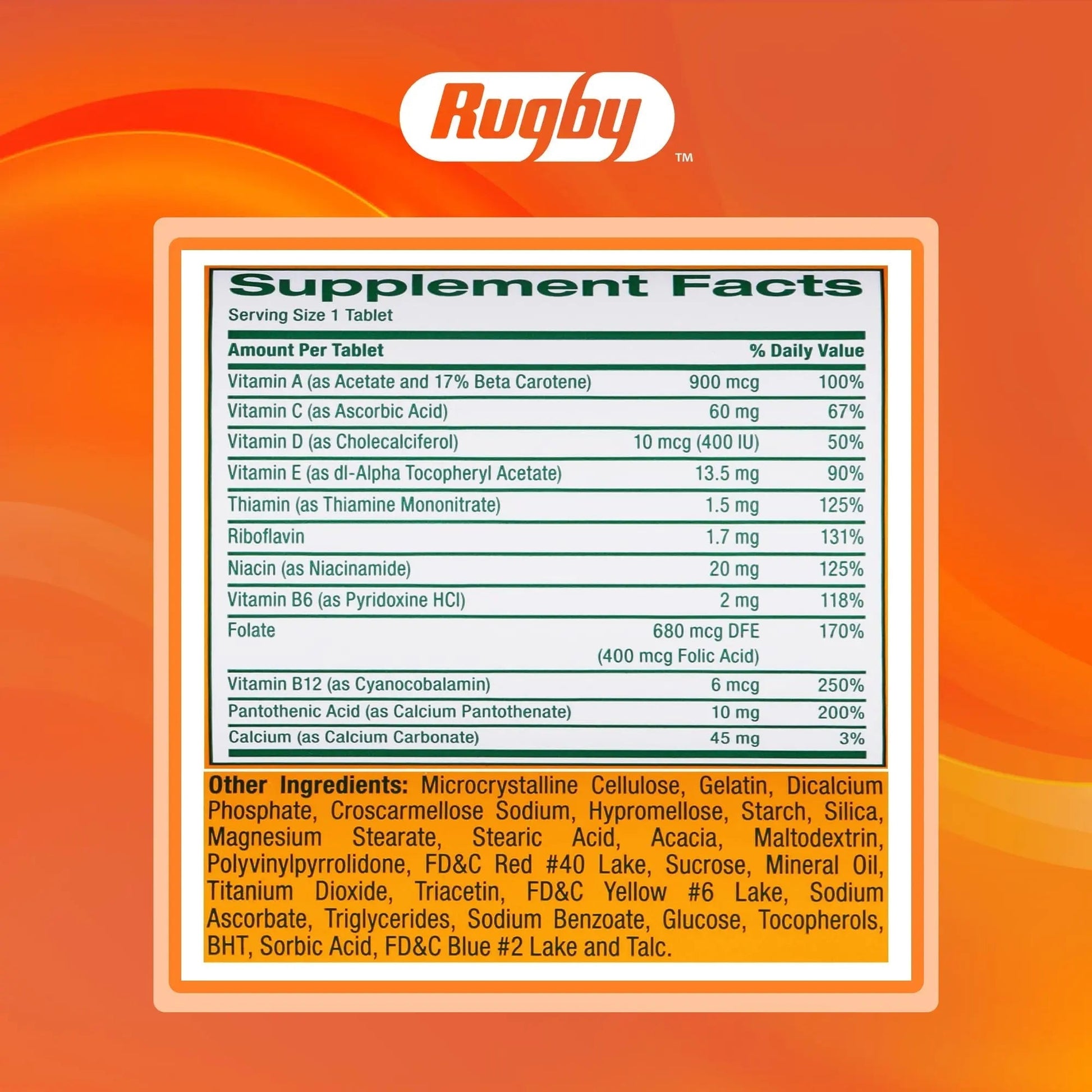 Rugby Daily-Vite Multivitamin Tablets, Gluten-Free Dietary Supplement for Adults, Supports Overall Health, No Artificial Flavors - 1000 Count (1 Pack) RUGBY LABORATORIESAu supplements