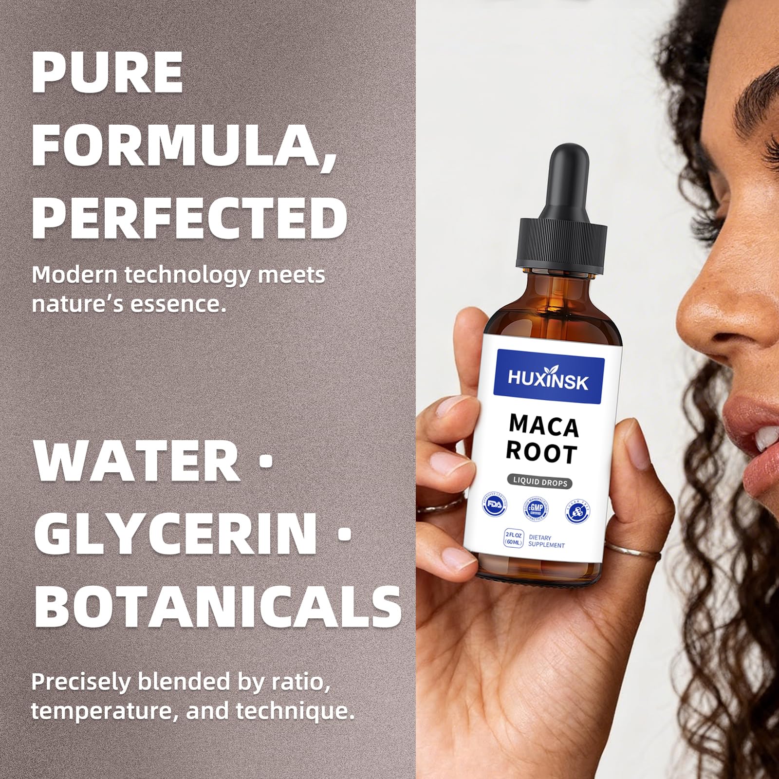 Maca Root Liquid Drops Extract | Peruvian Black & Red Blend | Natural Energy & Hormone Balance | Alcohol-Free, 60ml Vegan Tincture HUXINSKAu supplements