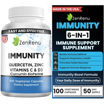Zenrenu Immunity Quercetin 700 mg Zinc Vitamin C Vitamin D Immune Support Supplement with Curcumin - Easy to Absorb Immunity Supplement, 100 Vegetarian Capsules 50 Day Supply ZenrenuAu supplements