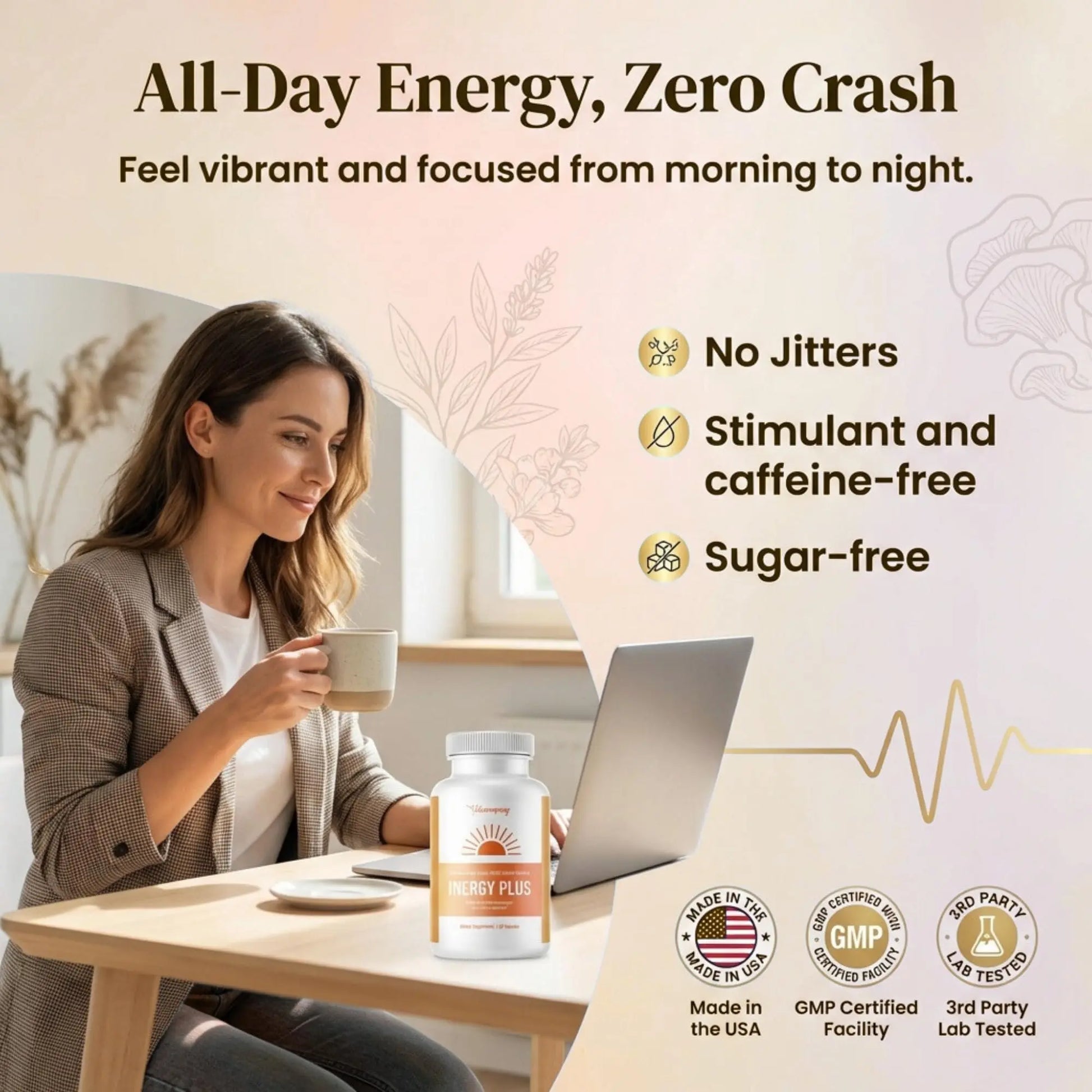 InergyPLUS | Energy Vitamins for Women, Fatigue, Natural Energy Supplements for Focus | Vitamin B12, Folic Acid, Rhodiola Rosea, Cordyceps, CoQ10, Caffeine Free | Packaging Vary | 60 Ct BB Companynz supplements