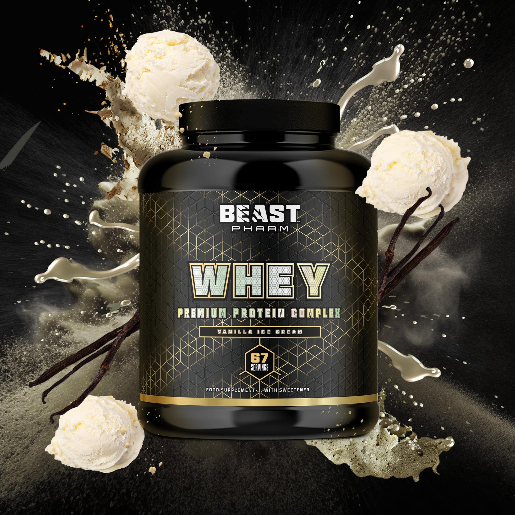 Beast Pharm | WHEY Protein Powder | 2.01kg/67 Servings | Vanilla Ice Cream Beast PharmAu supplements