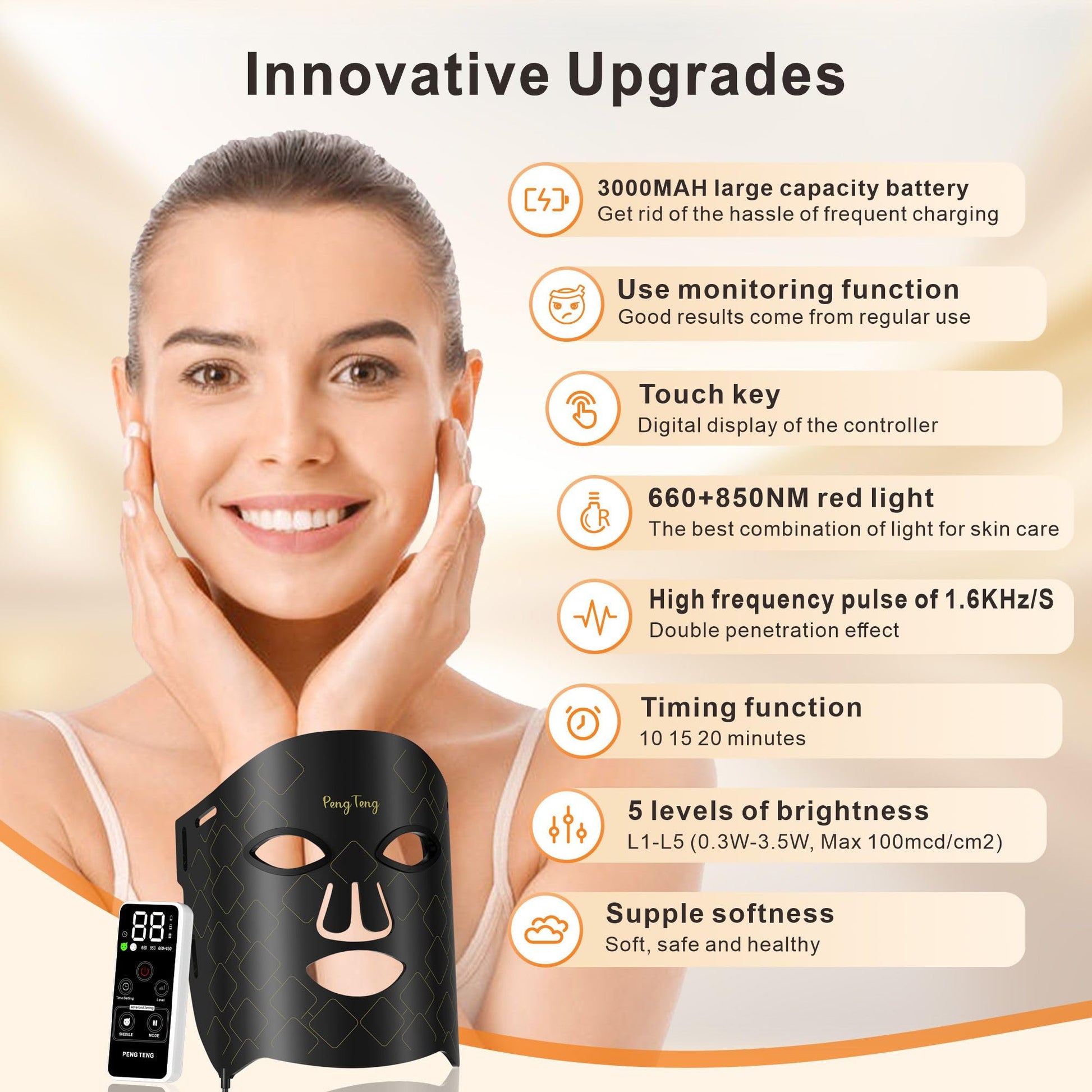 Peng Teng Red Light Therapy for Face, 660NM and 850NM,Innovative use of Monitoring,red Light Therapy Masks PengTengAu supplements