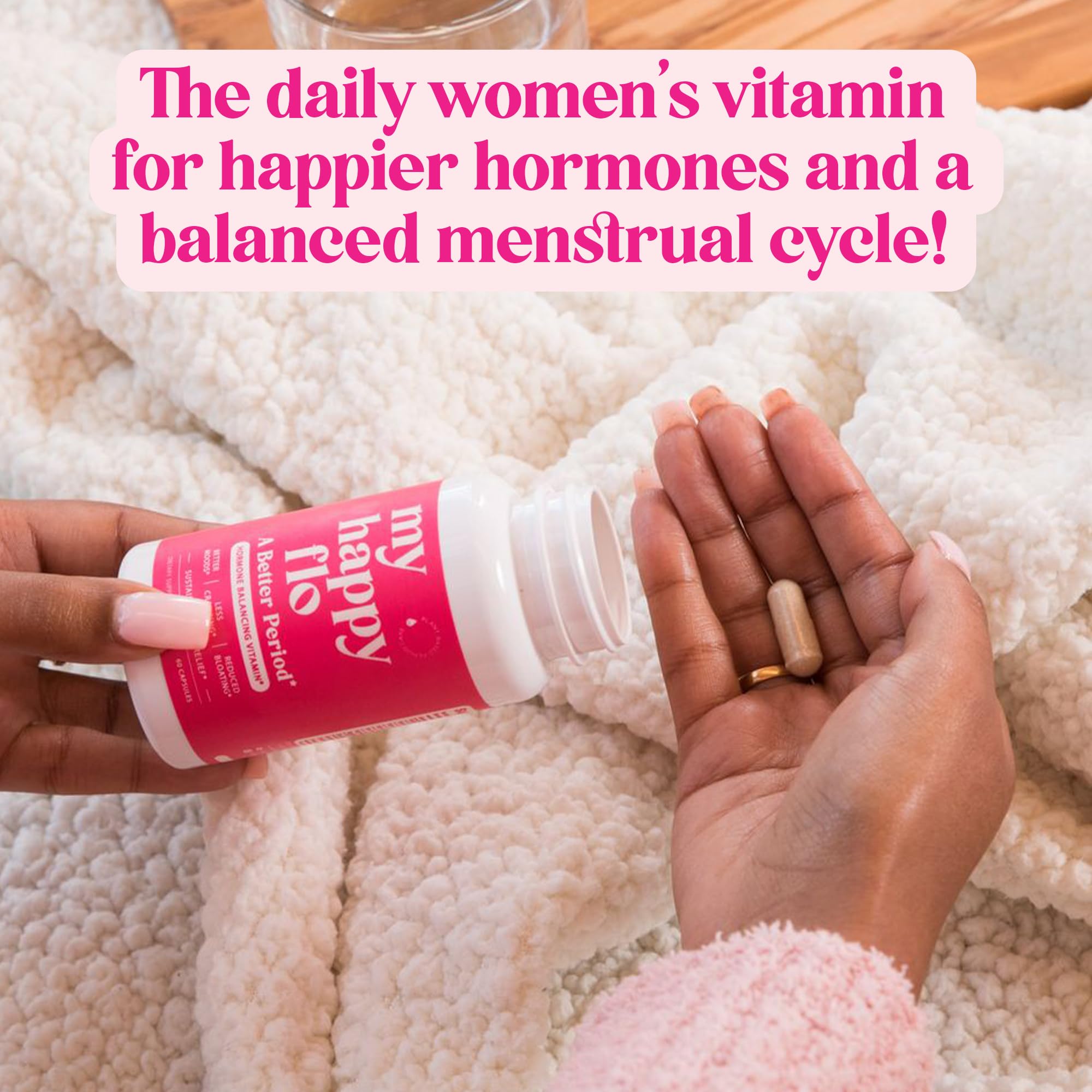 My Happy Flo PMS Support Supplement for Women with Iron, PMS Relief Hormone Support for Women, 10-in-1 PMDD Supplements for Women | DIM & I3C Indole-3-Carbinol for Cramp Relief, Heavy Flow - 60 Caps My Happy FloAu supplements