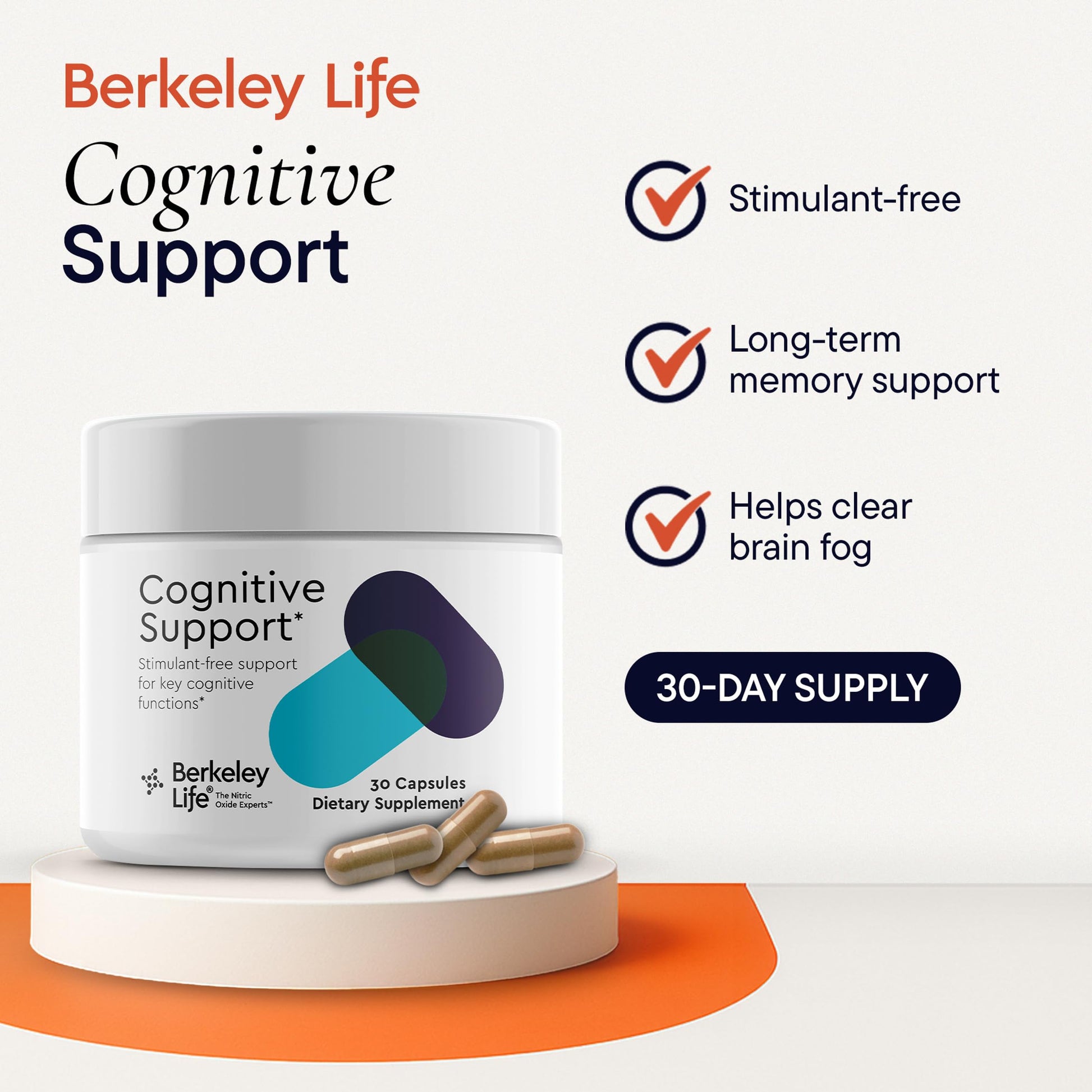 Berkeley Life Cognitive Support Supplement for Memory & Focus - Brain Health Supplements Supports Memory Loss, Mental Clarity, Inability to Multitask & Loss of Speed - for Adults - 30 Capsules Berkeley LifeAu supplements