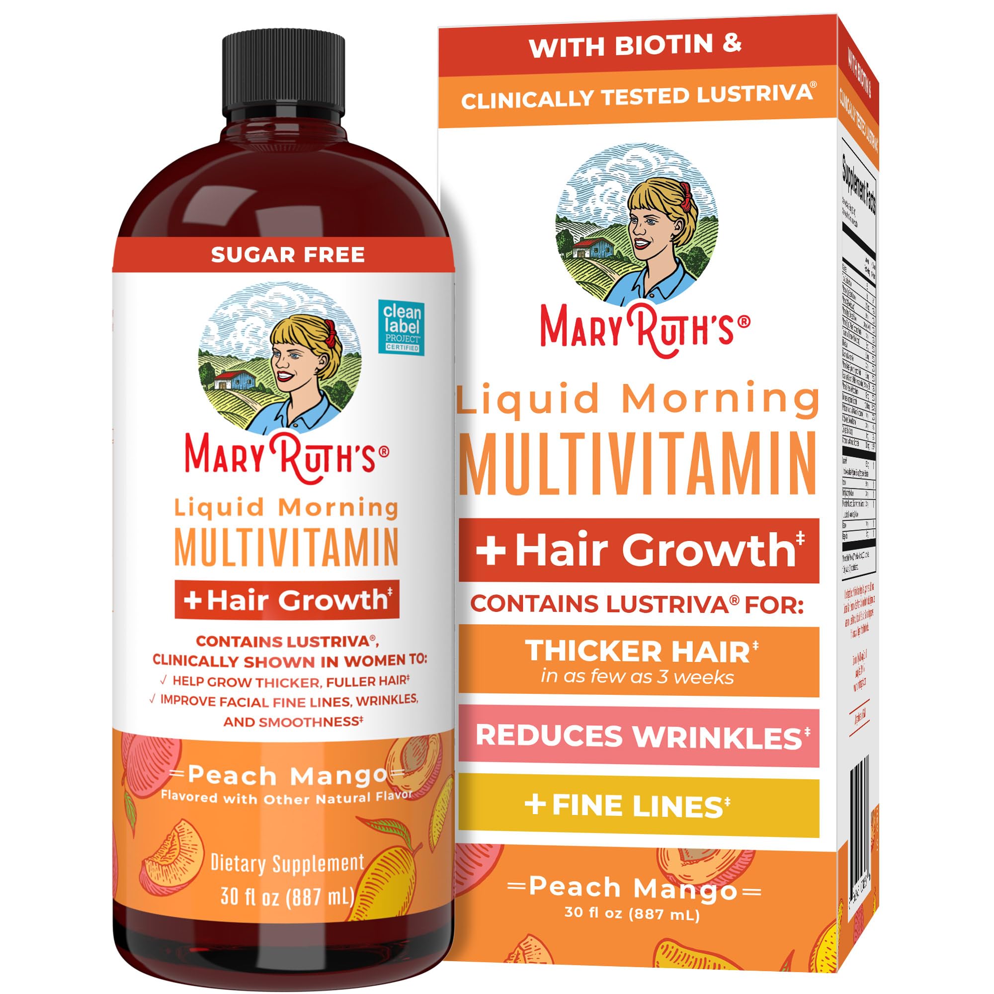 MaryRuth's Liquid Multivitamin+Hair Growth | Clinically Tested for Thicker Hair & Facial Wrinkles in Women | Biotin 10000mcg | Lustriva Hair Growth Supplement | MaryRuth OrganicsAu supplements