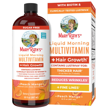 MaryRuth's Liquid Multivitamin+Hair Growth | Clinically Tested for Thicker Hair & Facial Wrinkles in Women | Biotin 10000mcg | Lustriva Hair Growth Supplement | MaryRuth OrganicsAu supplements