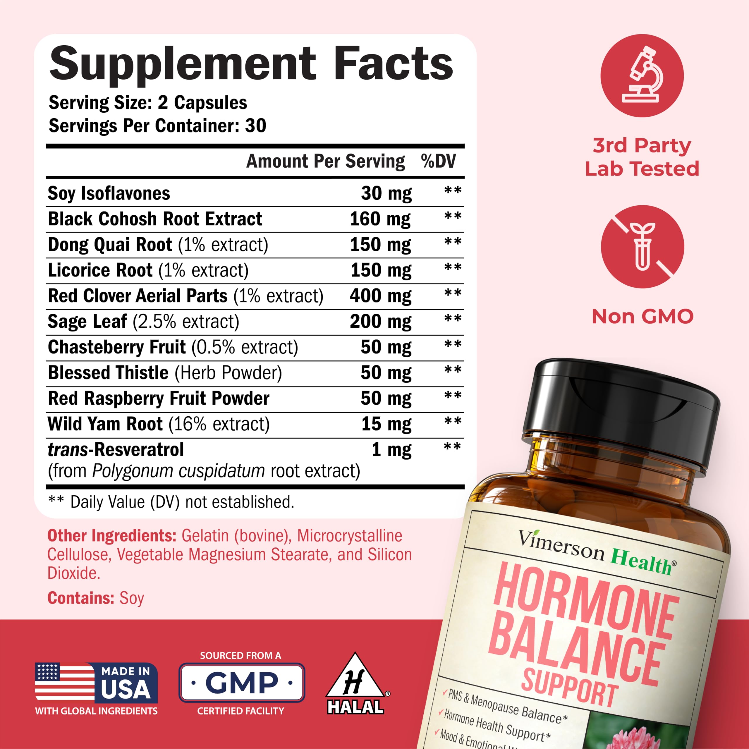 Hormone Harmony for Women with Black Cohosh, Dong Quai & Red Clover – Natural Hormone Balance for Women of All Ages – Supports PMS, Menopause & Mood – Women’s Hormone Balance Supplement – 60 Capsules Vimerson HealthAu supplements