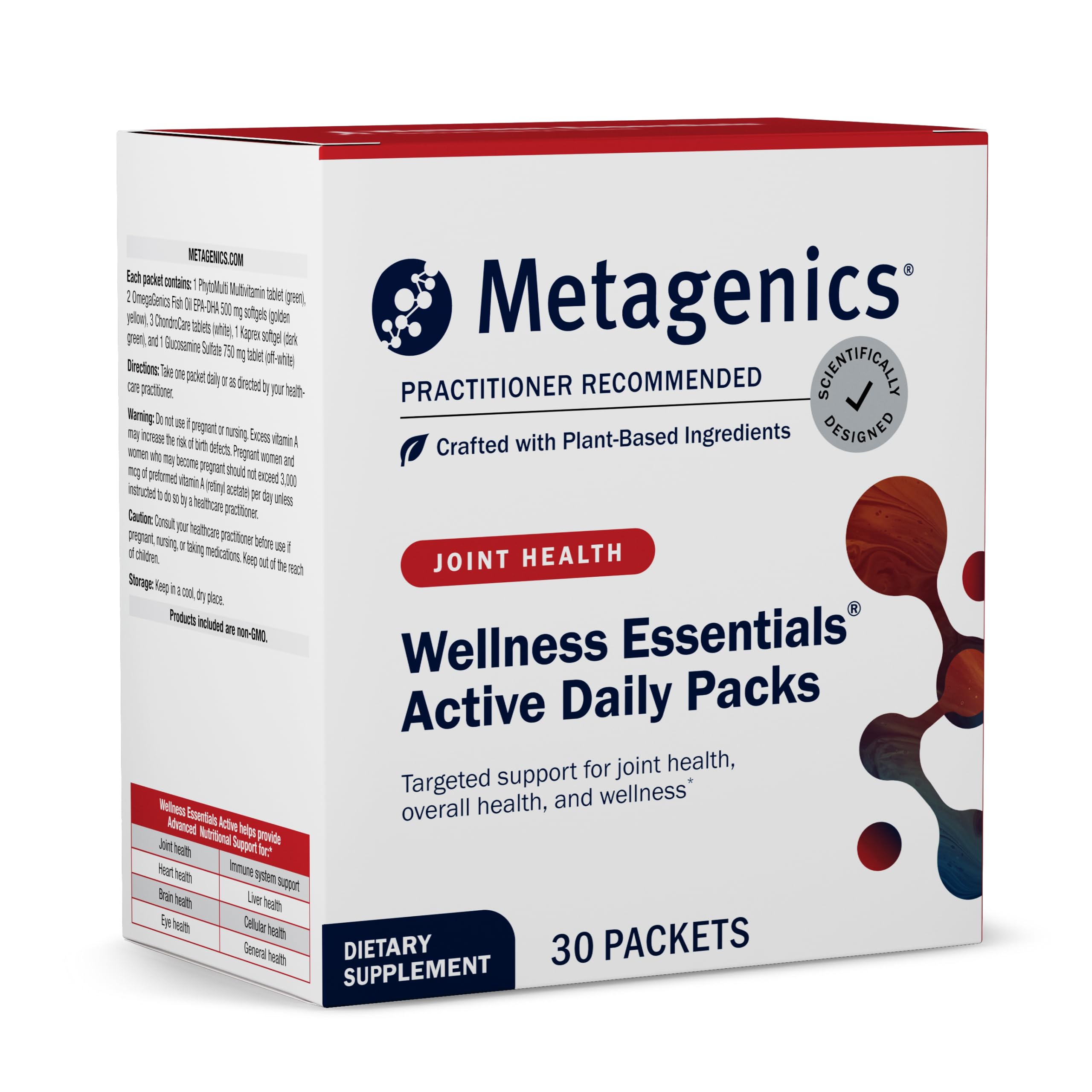 Metagenics Wellness Essentials Active Daily Packs - with Glucosamine, Chondroitin, MSM, Magnesium, Vitamin C & Omega-3* - Supports Mobility, Cartilage & Bone Health* - 30 Packets MetagenicsAu supplements