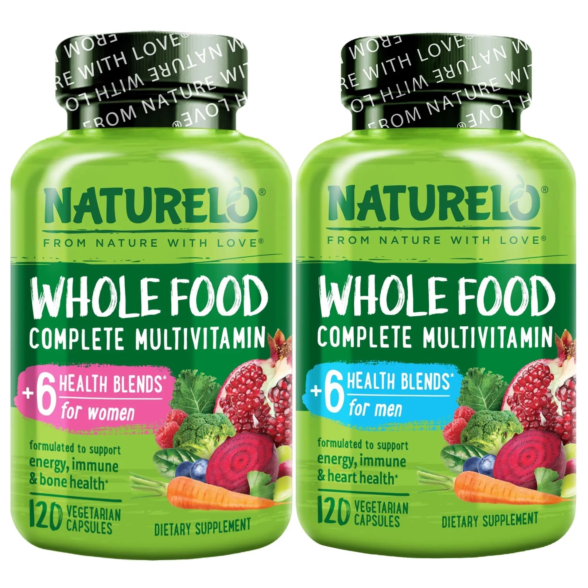 NATURELO Whole Food Multivitamin for Women - 120 Capsules and Whole Food Multivitamin for Men - 120 Capsules Bundle NATURELOAu supplements