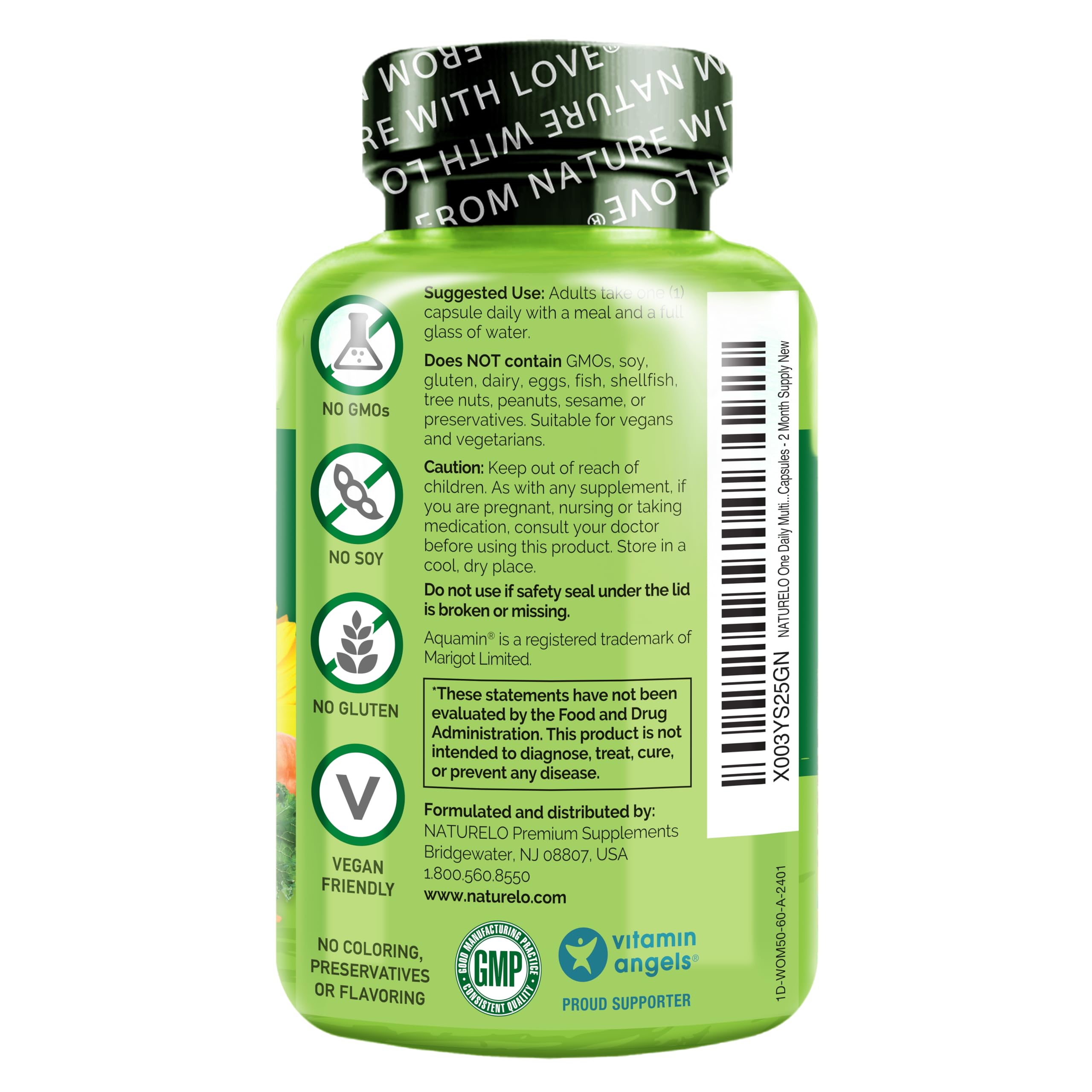 NATURELO One Daily Multivitamin for Women 50+ (Iron Free) - Menopause Support for Women Over 50 - Whole Food Supplement - Non-GMO - No Soy - 60 Capsules - 2 Month Supply NATURELOAu supplements