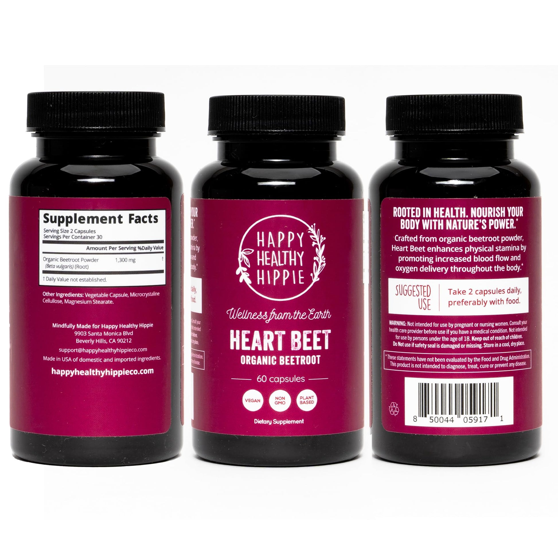 Organic Beet Root Capsules [1,300mg Superfood] - Blood Pressure Support Supplements Happy Healthy HippieAu supplements