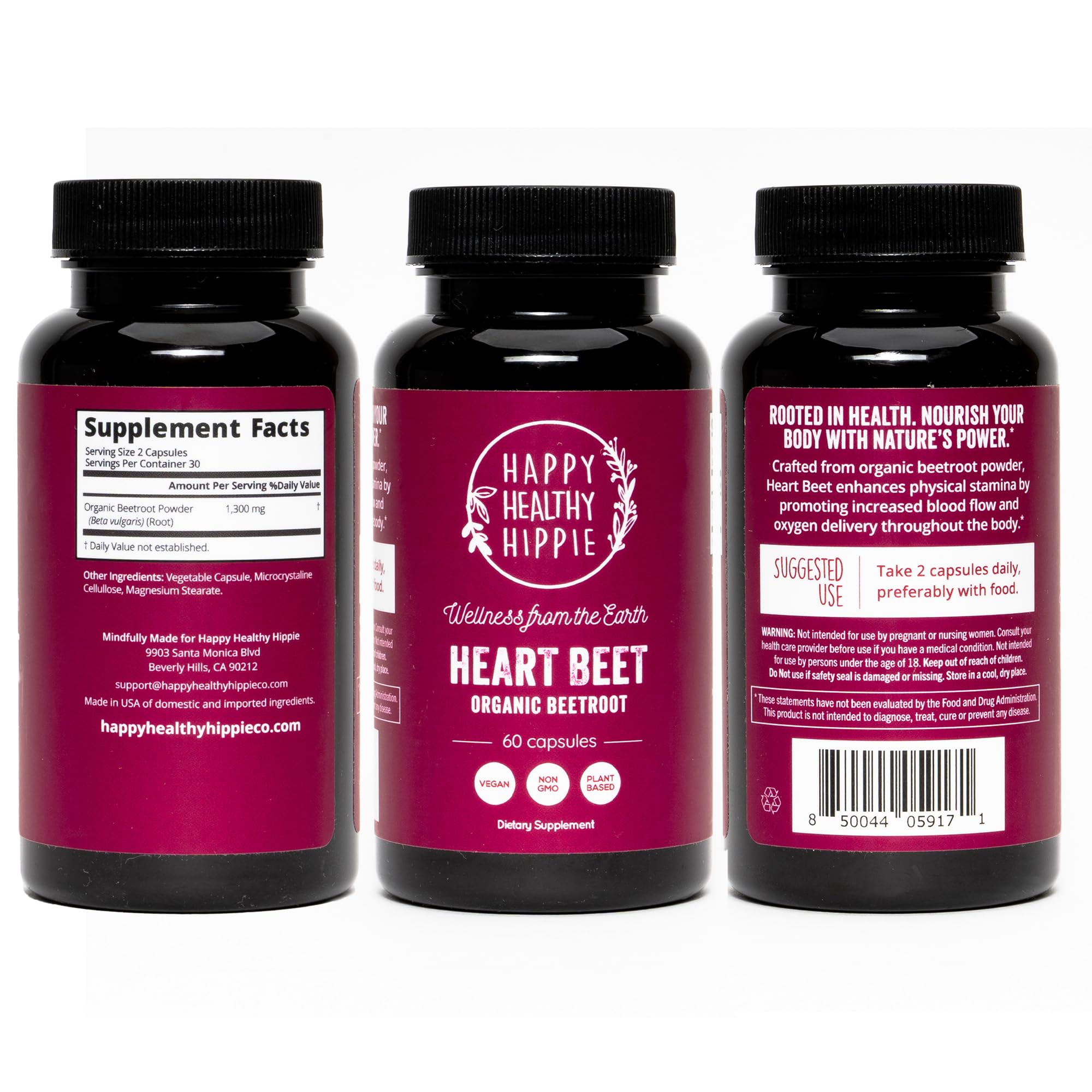 Organic Beet Root Capsules [1,300mg Superfood] - Blood Pressure Support Supplements Happy Healthy HippieAu supplements