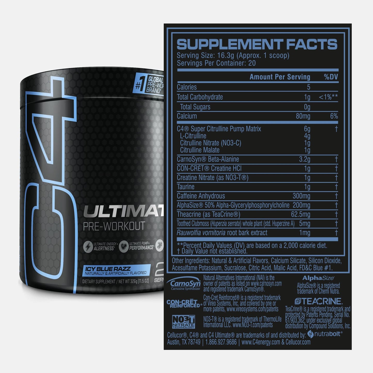 Cellucor C4 Ultimate Pre Workout Powder ICY Blue Razz - Sugar Free Preworkout CellucorUS supplements