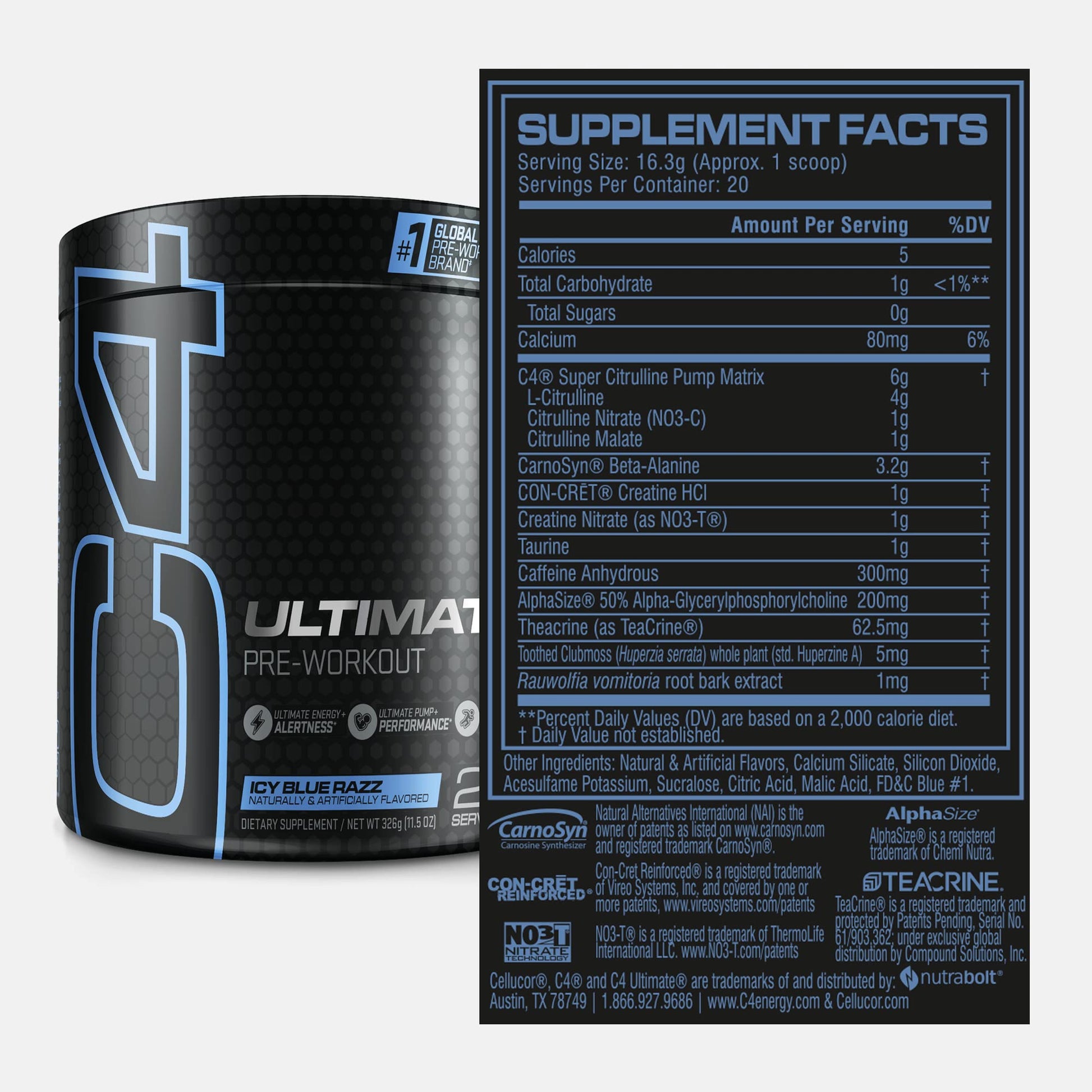 Cellucor C4 Ultimate Pre Workout Powder ICY Blue Razz - Sugar Free Preworkout CellucorUS supplements