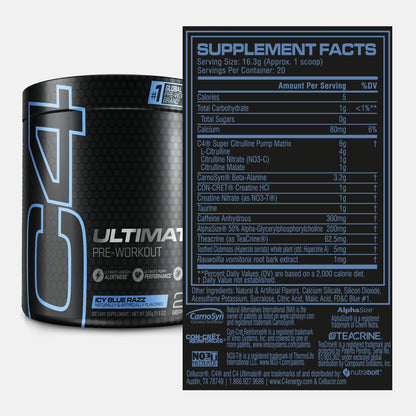 Cellucor C4 Ultimate Pre Workout Powder ICY Blue Razz - Sugar Free Preworkout CellucorUS supplements