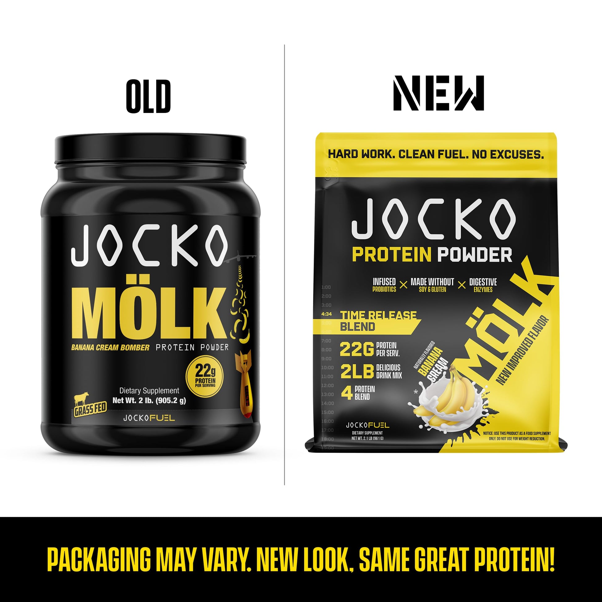 Jocko Mölk Whey Protein Powder (Banana Cream) - Keto, Probiotics, Grass Fed, Digestive Jocko FuelUS supplements