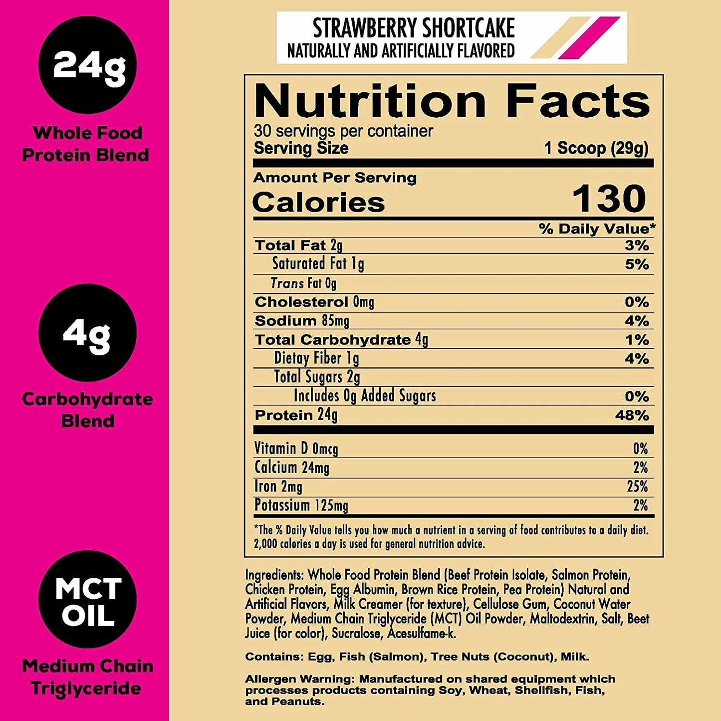 REDCON1 MRE Lite Whole Food Protein Powder, Strawberry Shortcake - Low Carb & Whey REDCON1US supplements