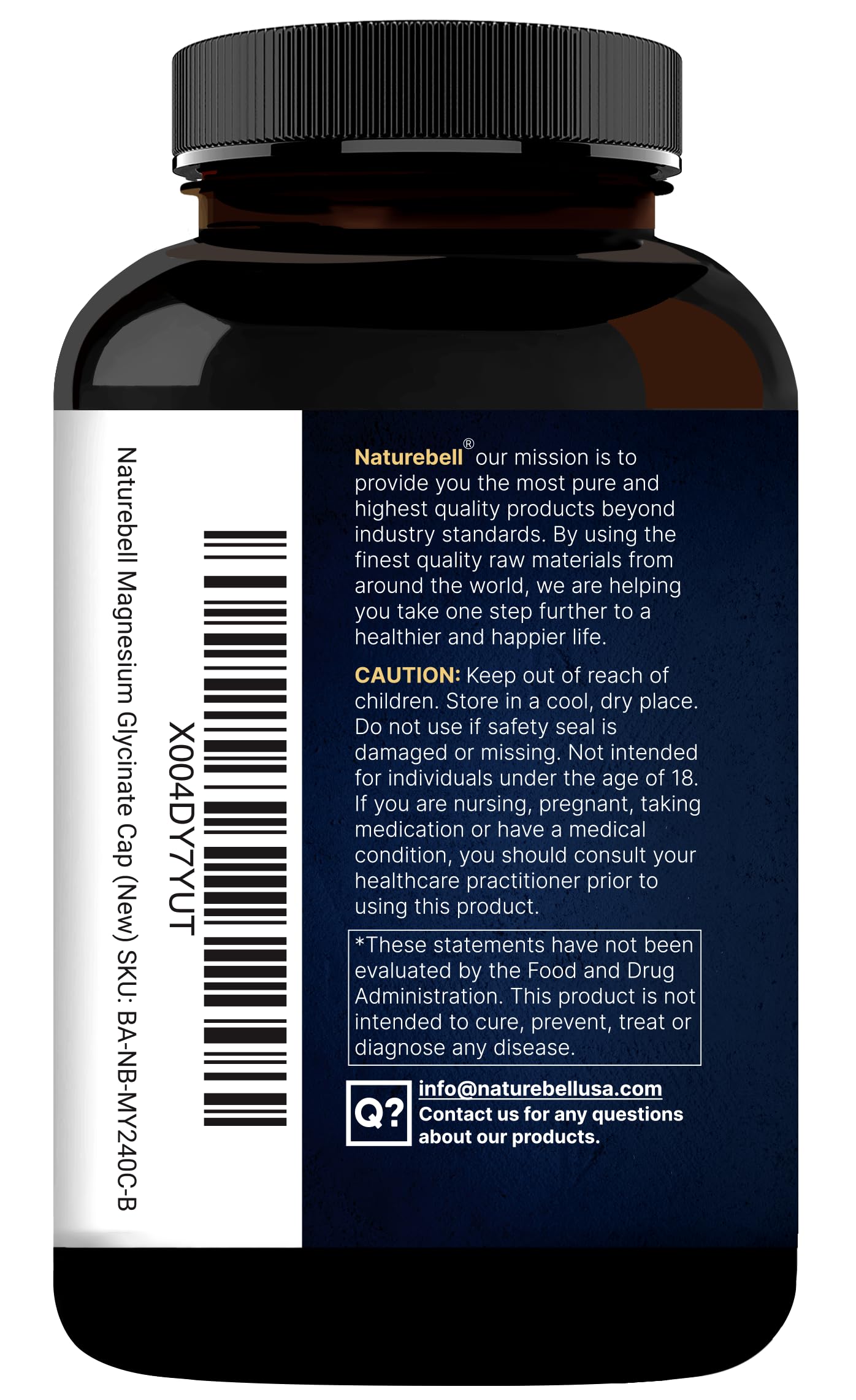 Naturebell Pure Magnesium Glycinate 500mg, 240 Veggie Capsules | 100% Chelated & Purified – 3rd Party Tested, Vegan Friendly, Non-GMO, Fiiler Free NatureBellAu supplements