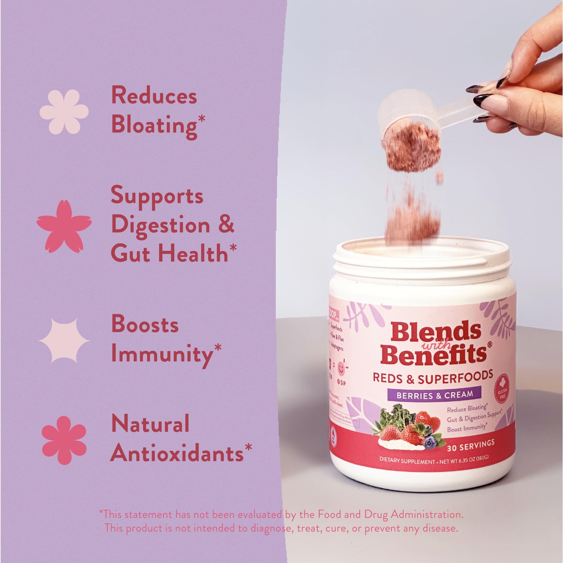 360 Nutrition Blends with Benefits Reds & Superfoods for Natural Antioxidants and Polyphenols, with Fruits & Veggies, Probiotics Digestion, Daily Energy - Berries & Cream - 30 Servings 360 NutritionAu supplements
