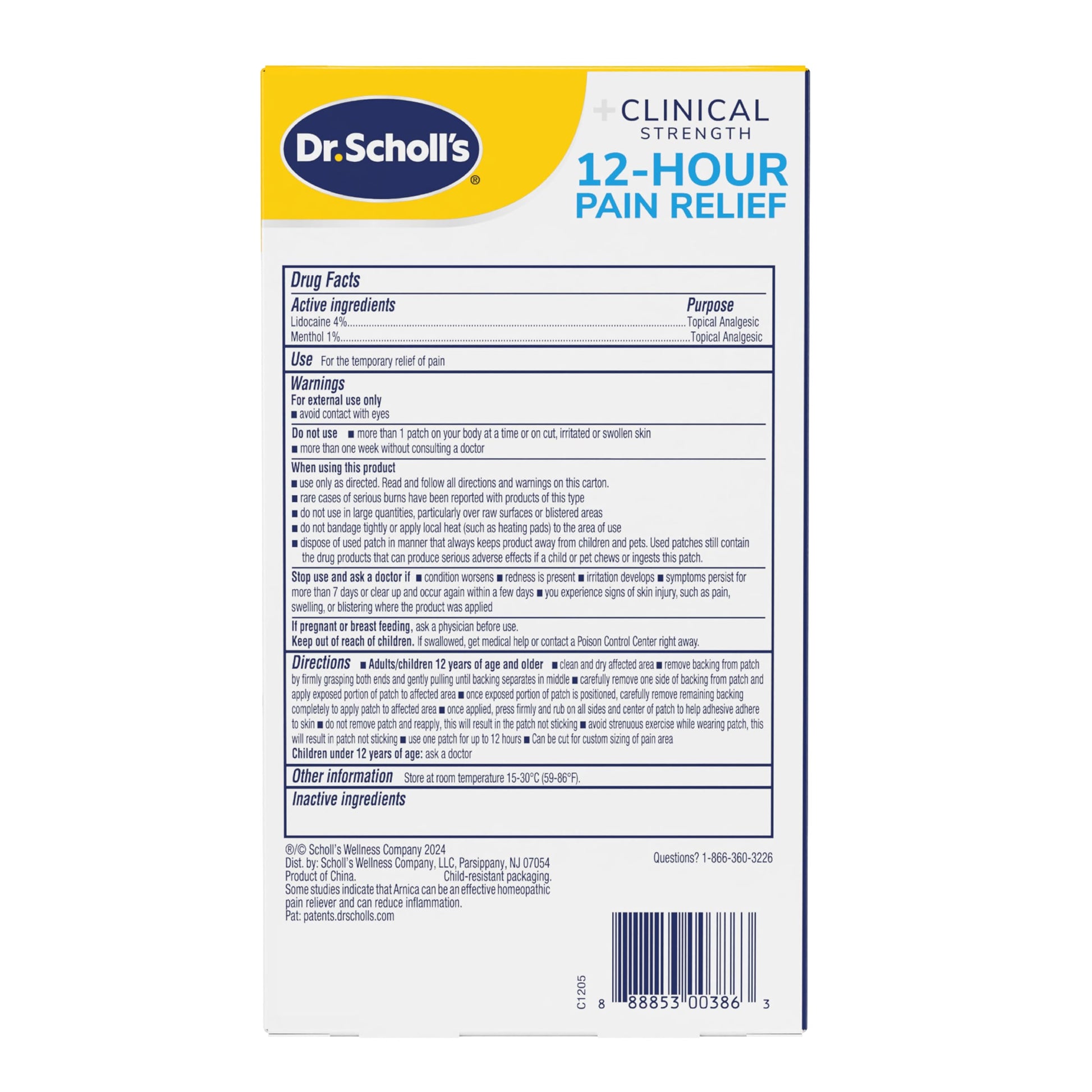 Dr. Scholl’s Clinical Strength 12-Hour Pain Relief Hydrogel Patches 10ct - 4% Lidocaine for Powerful Numbing, Instant Cooling Pain Relief with Menthol, Added Arnica, for Hands, Feet, Neck, Back & Legs Dr. Scholl'sAu supplements