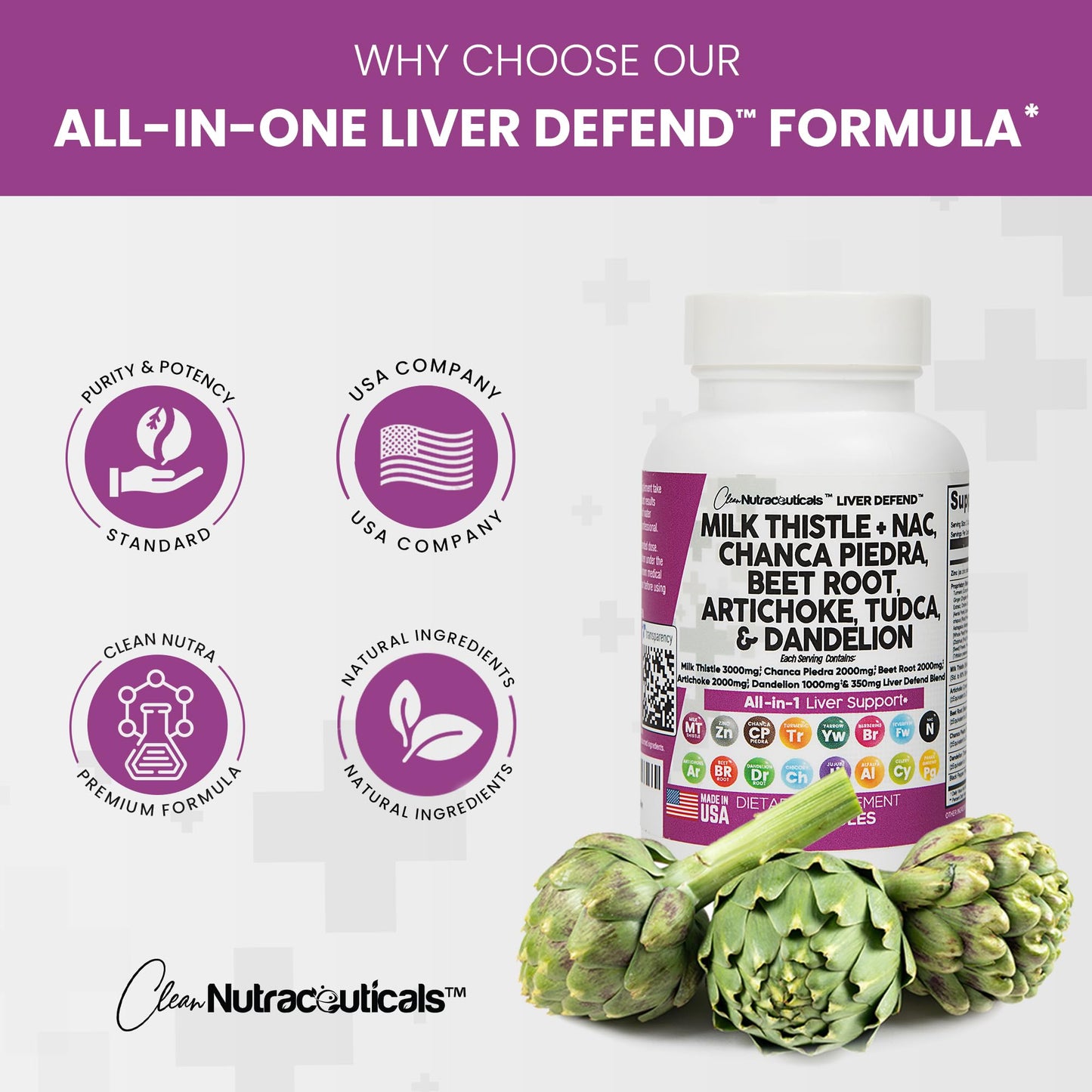 Milk Thistle 3000mg NAC Chanca Piedra 2000mg Beet Root 2000mg Clean NutraceuticalsUS supplements