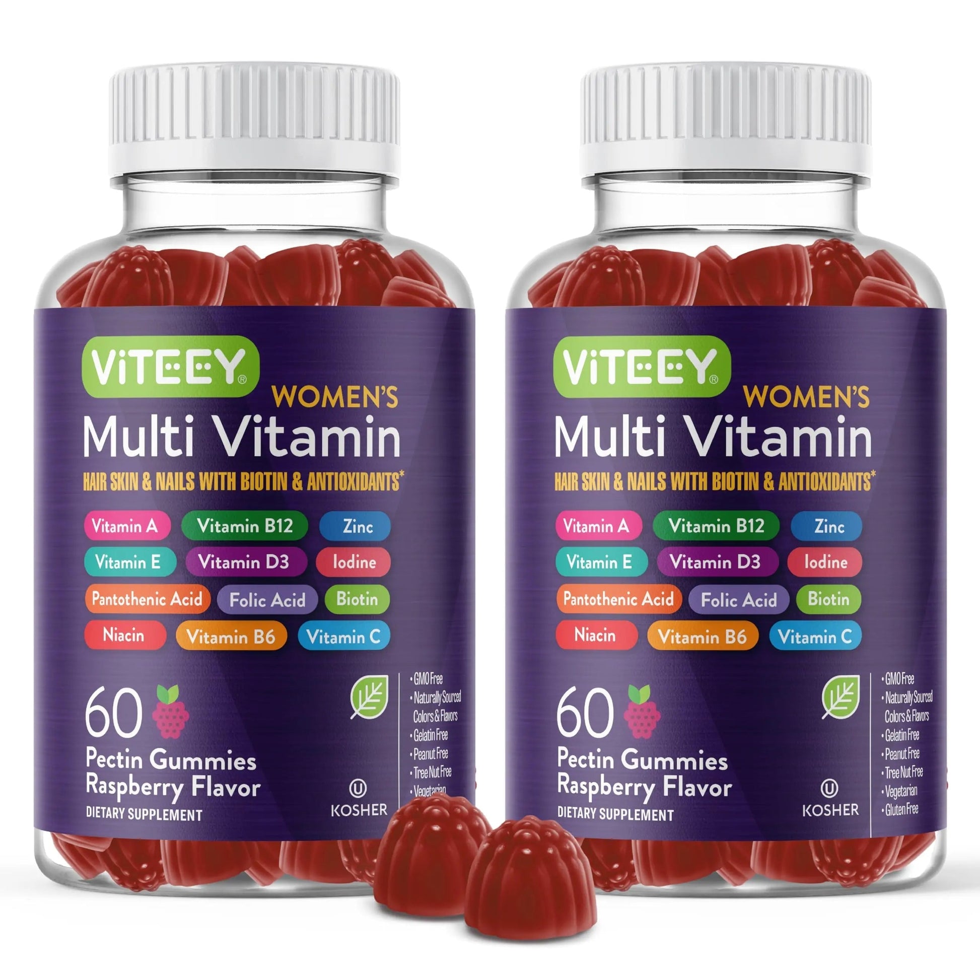 Viteey Womens Multivitamin Gummies - Immune Support - 12 in 1 Essential Vitamins & Minerals - Vitamin A, C, D3, E, B6, B12, Folic Acid, Biotin, Calcium ViteeyAu supplements