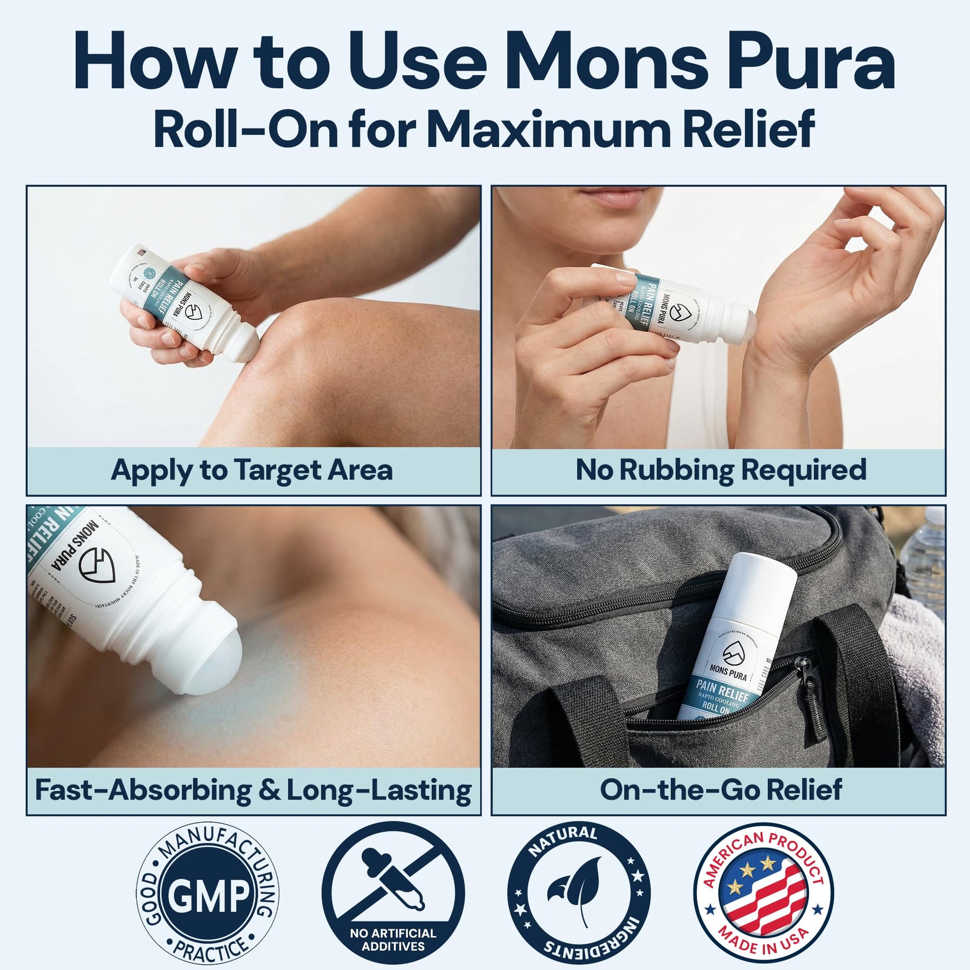 Mons Pura Roll On Pain Relief with Menthol, Arnica, Rosemary & Essential Oils - Extra Strength Arnica Roll On Fast Cooling Muscle & Joint Relief for Arthritis, Back Pain & Sciatica (3oz) Mons PuraAu supplements
