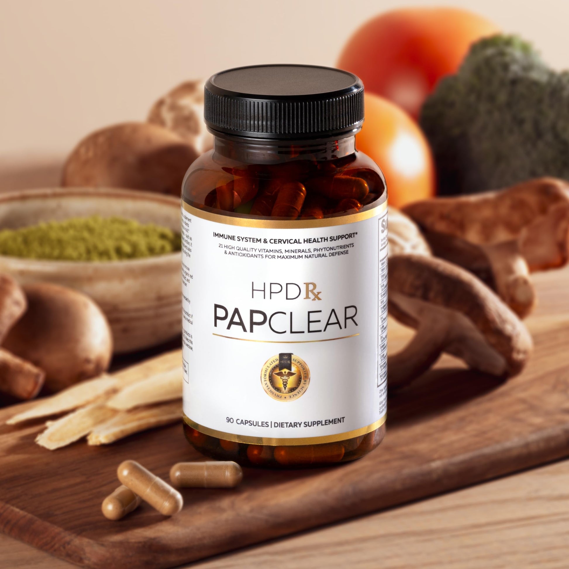 PAPCLEAR Physician Formulated | All Natural Immune Support Supplement | Advanced Powerful Immunity Booster | 21 Vitamins & Nutrients with Organic Shiitake Mushroom & Lycopene | 90 Capsules | Pack of 1 HPD RxAu supplements