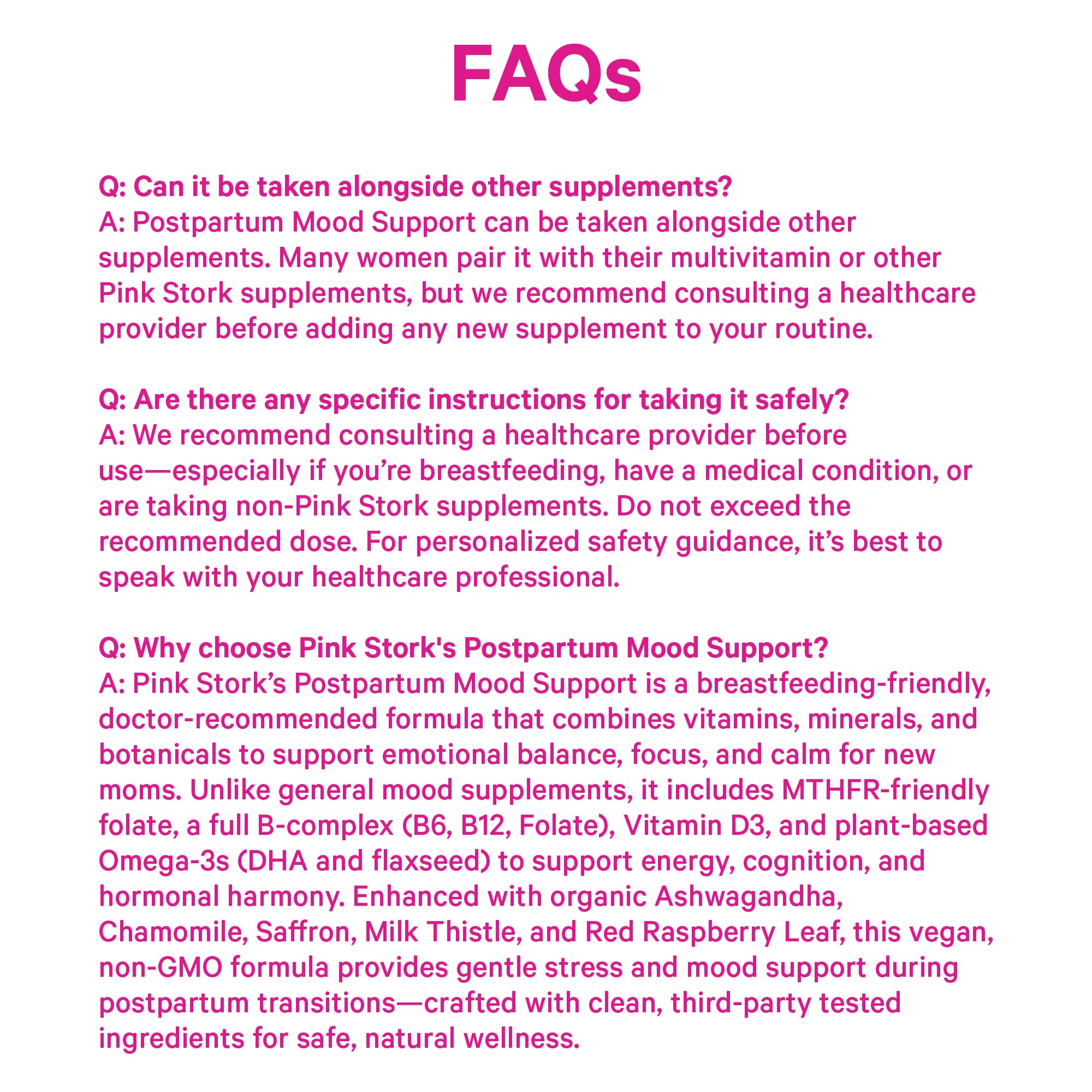 Pink Stork Postpartum Mood Support - Postnatal Hormone Balance for Women - Breastfeeding Friendly - Stress & Cognitive Support, New Mom Essentials - Ashwagandha, Chamomile, & Vitamin D, 60 Capsules Pink StorkAu supplements