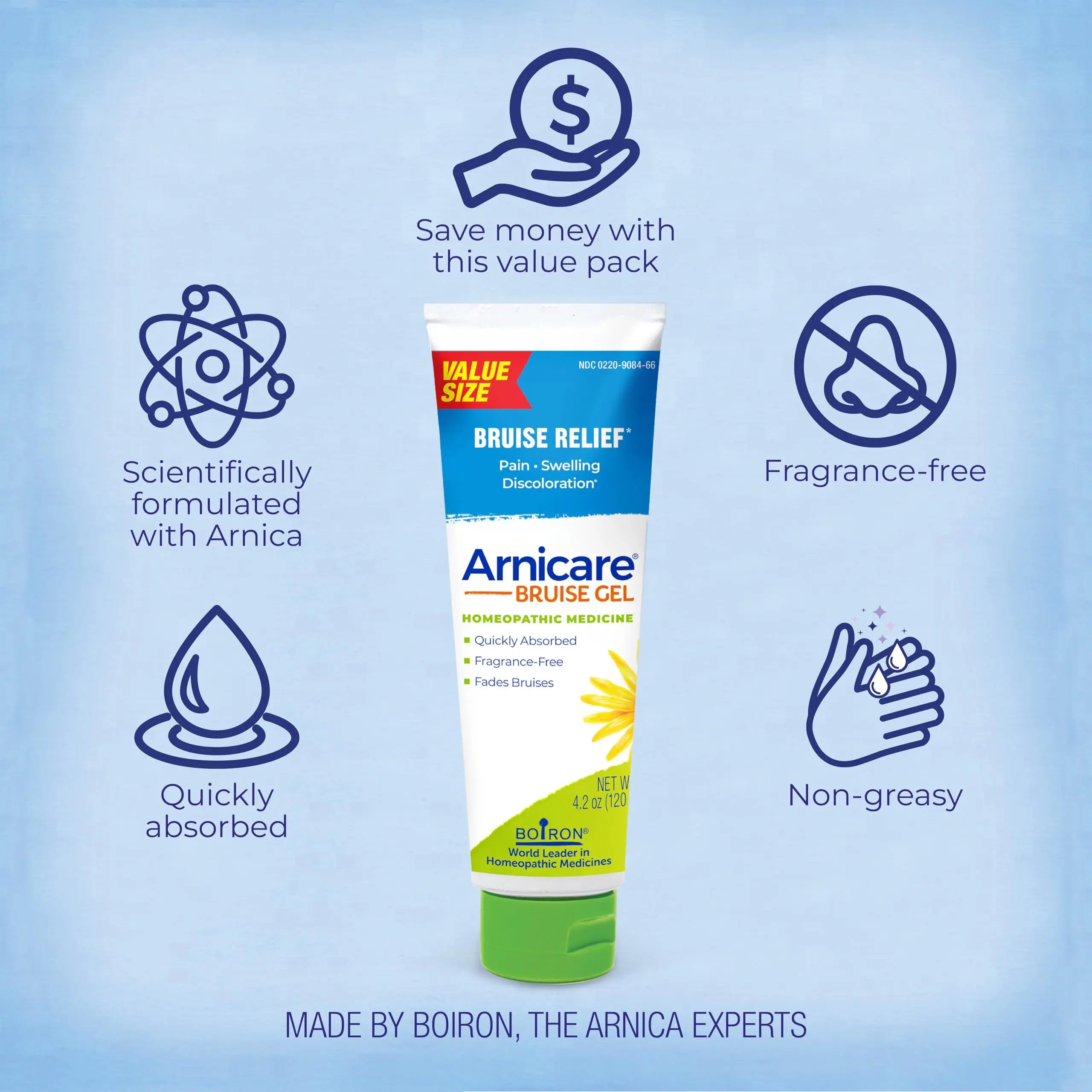 Boiron Arnicare Bruise Gel for Pain, Inflammation or Swelling, Soreness, and Discoloration - Non-greasy and Fragrance-Free - 4.2 oz BoironAu supplements