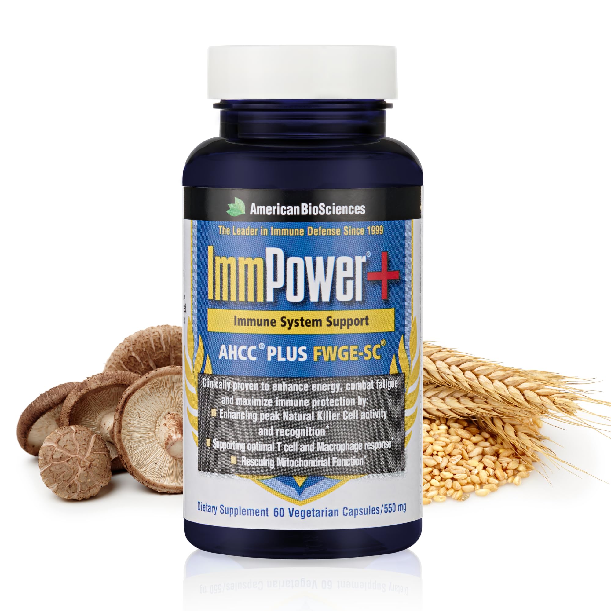 American BioSciences ImmPower Plus, AHCC & Fermented Wheat Germ Extract Herbal Supplement, 550mg per Capsule for Immune Support, Maintains Natural Killer Cell Activity, Pack of 1, 60 Veggie Capsules American BioSciencesAu supplements