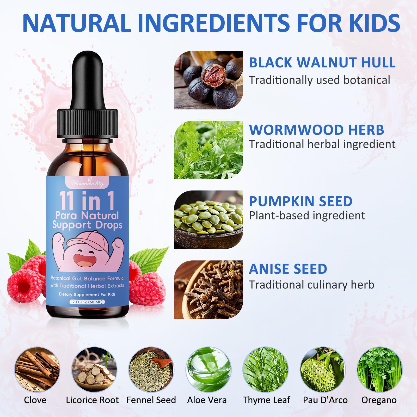 Theronika Aly Parasite Cleanse for Humans & Kids – Advanced Herbal Blend with Black Walnut, Wormwood, Clove, Digestive & Gut Balance Support, Alcohol-Free Liquid Drops, 30 Servings Theronika AlyAu supplements