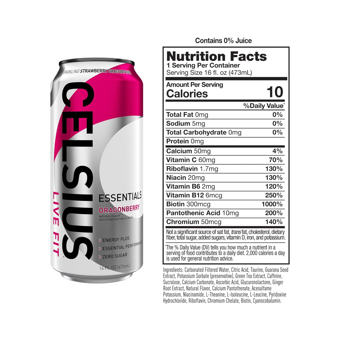 CELSIUS ESSENTIALS, Sparkling Dragonberry, Performance Energy Drink 16 Fl Oz CELSIUSUS supplements