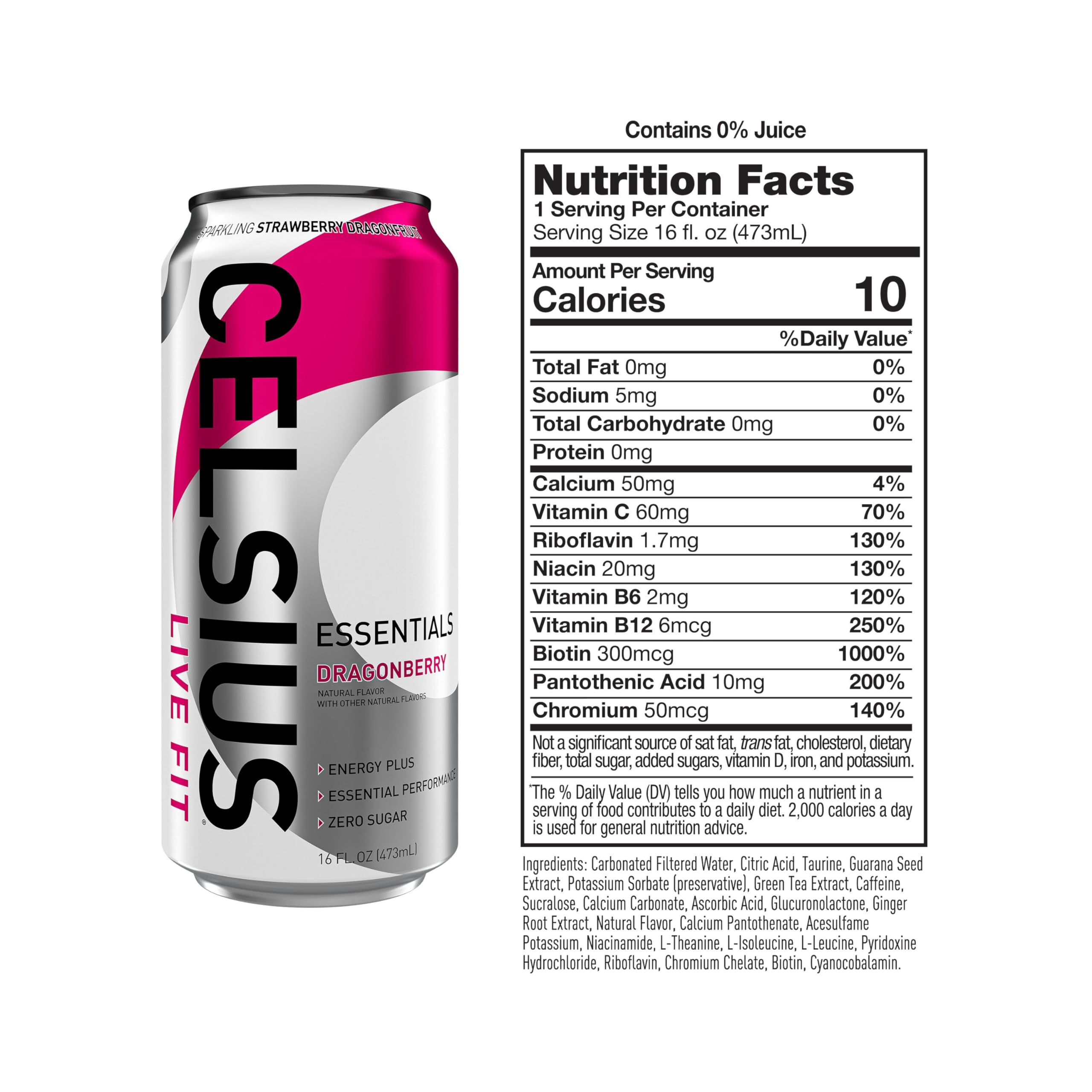 CELSIUS ESSENTIALS, Sparkling Dragonberry, Performance Energy Drink 16 Fl Oz CELSIUSUS supplements