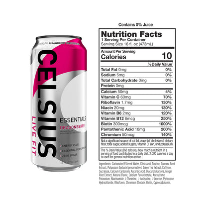 CELSIUS ESSENTIALS, Sparkling Dragonberry, Performance Energy Drink 16 Fl Oz CELSIUSUS supplements